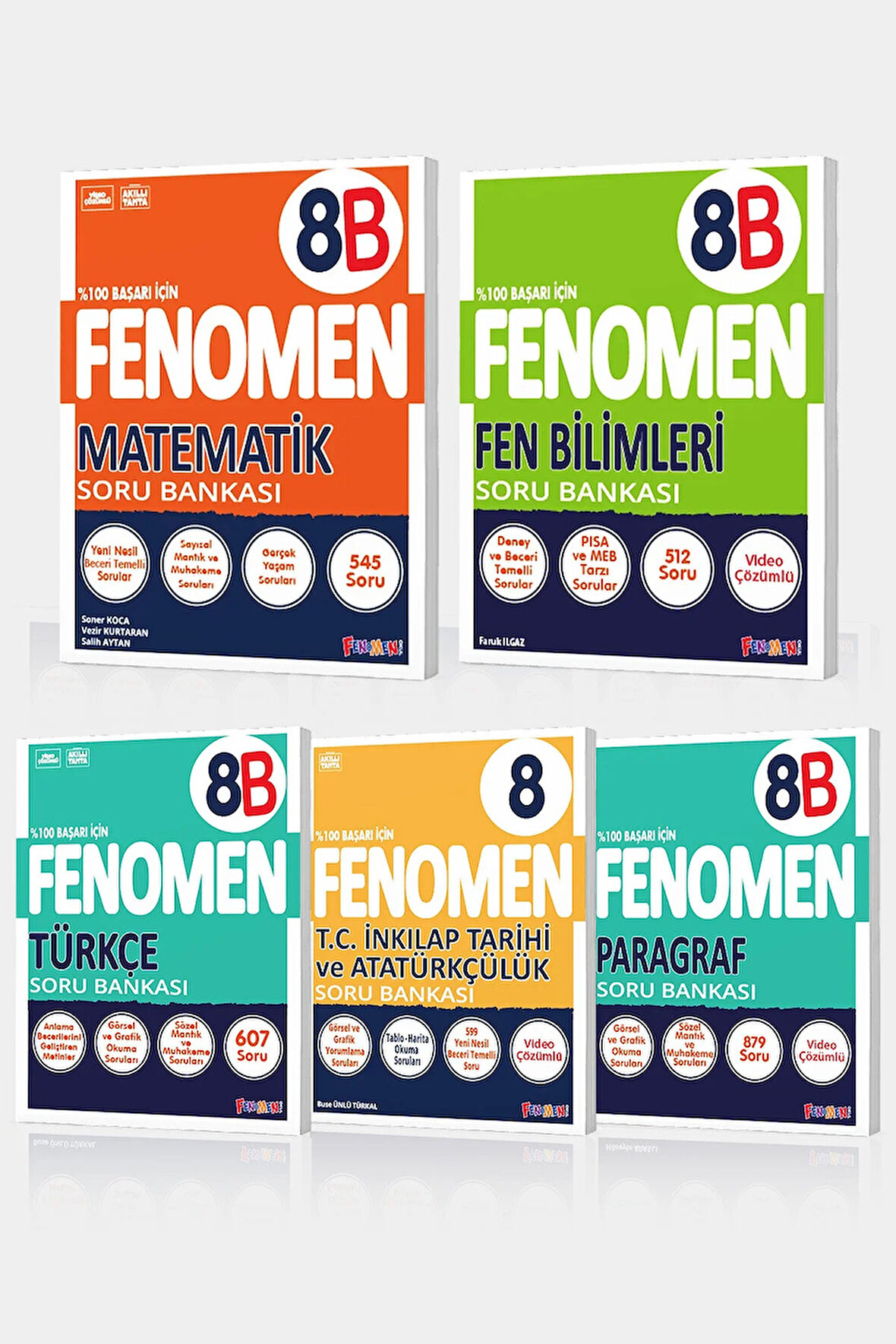 2025 Fenomen 8. Sınıf 5'lı B Set (MatematikB, FenB, TürkçeB, İnkılap, ParagrafB)