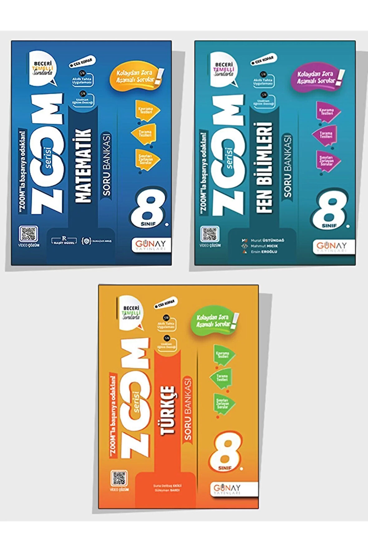 2025 8. Sınıf Günay Yayınları Zoom Serisi 3'lü Set