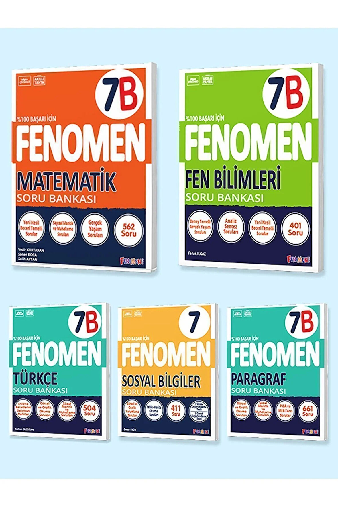 Fenomen 7. Sınıf 5'li Set 2025 (MatematikB, FenB, Türkçe, Sosyal, ParagrafB)