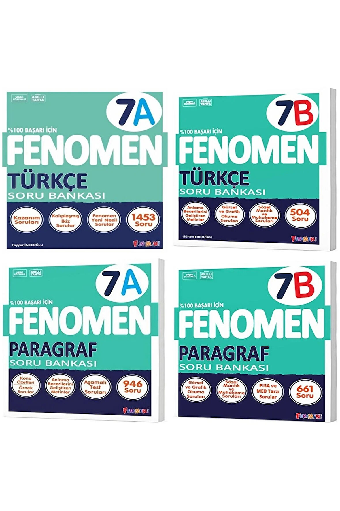 Fenomen Okul 2025 7. Sınıf Türkçe + Paragraf A + B Serisi Soru Seti 4 Kitap