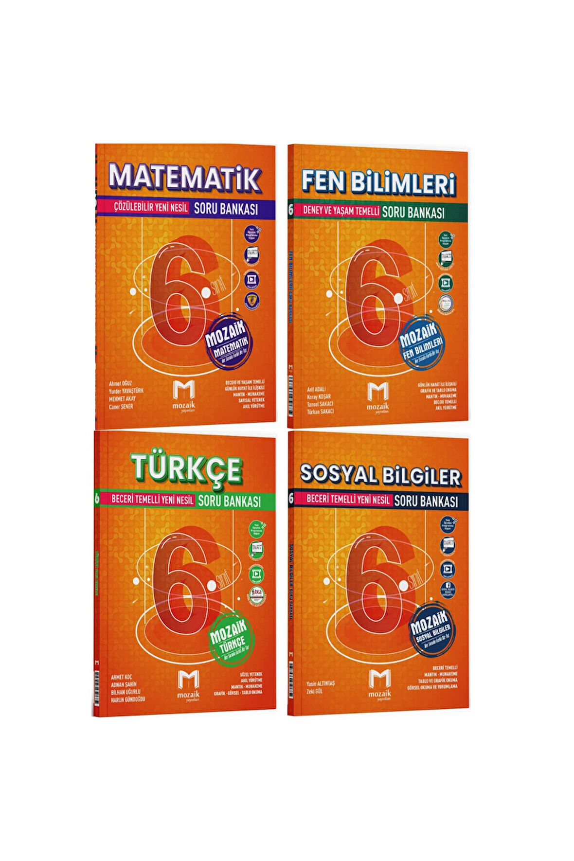 Mozaik 6. Sınıf Matematik Fen Türkçe Sosyal 4'lü Soru Bankası Kitap Seti 2026 YENİ MÜFREDAT