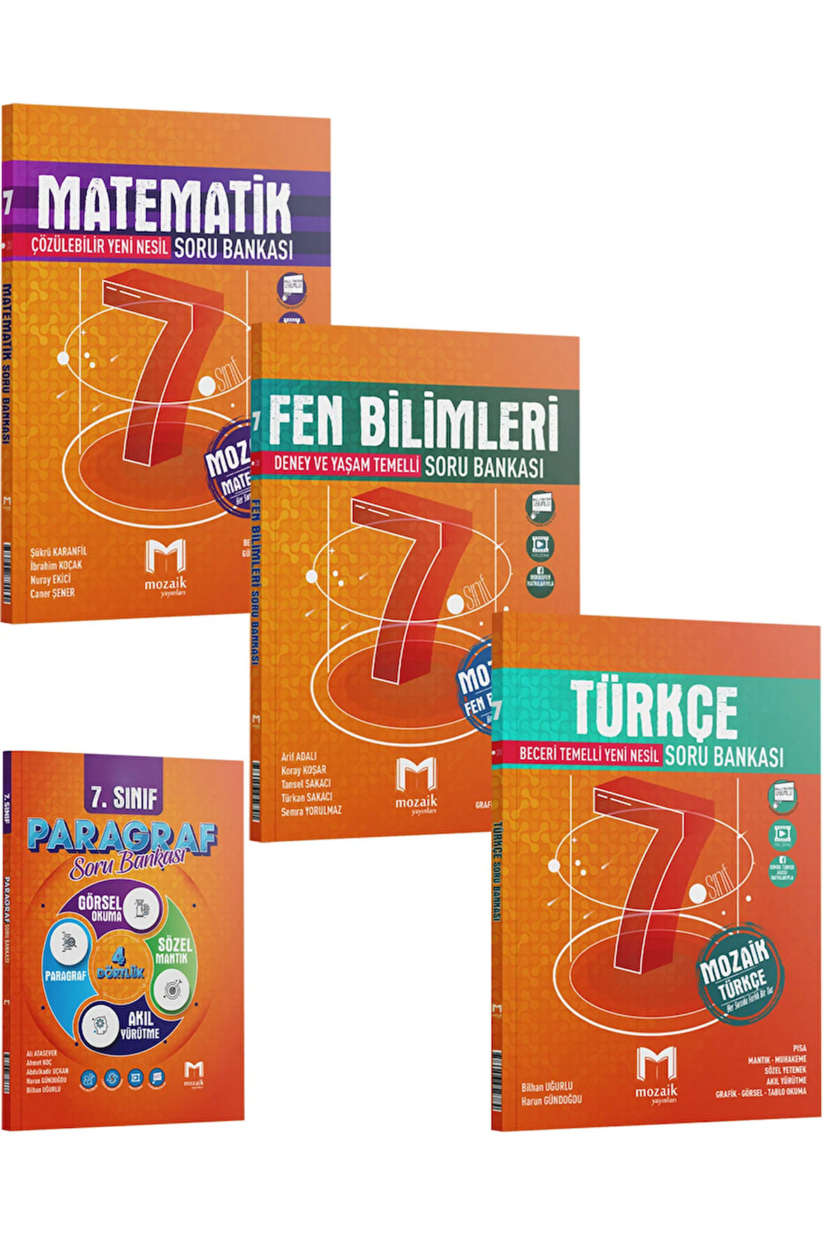 Mozaik 7. Sınıf Matematik Fen Türkçe Soru Bankası Seti 2024 (Paragraf Soru Bankası Hediye)
