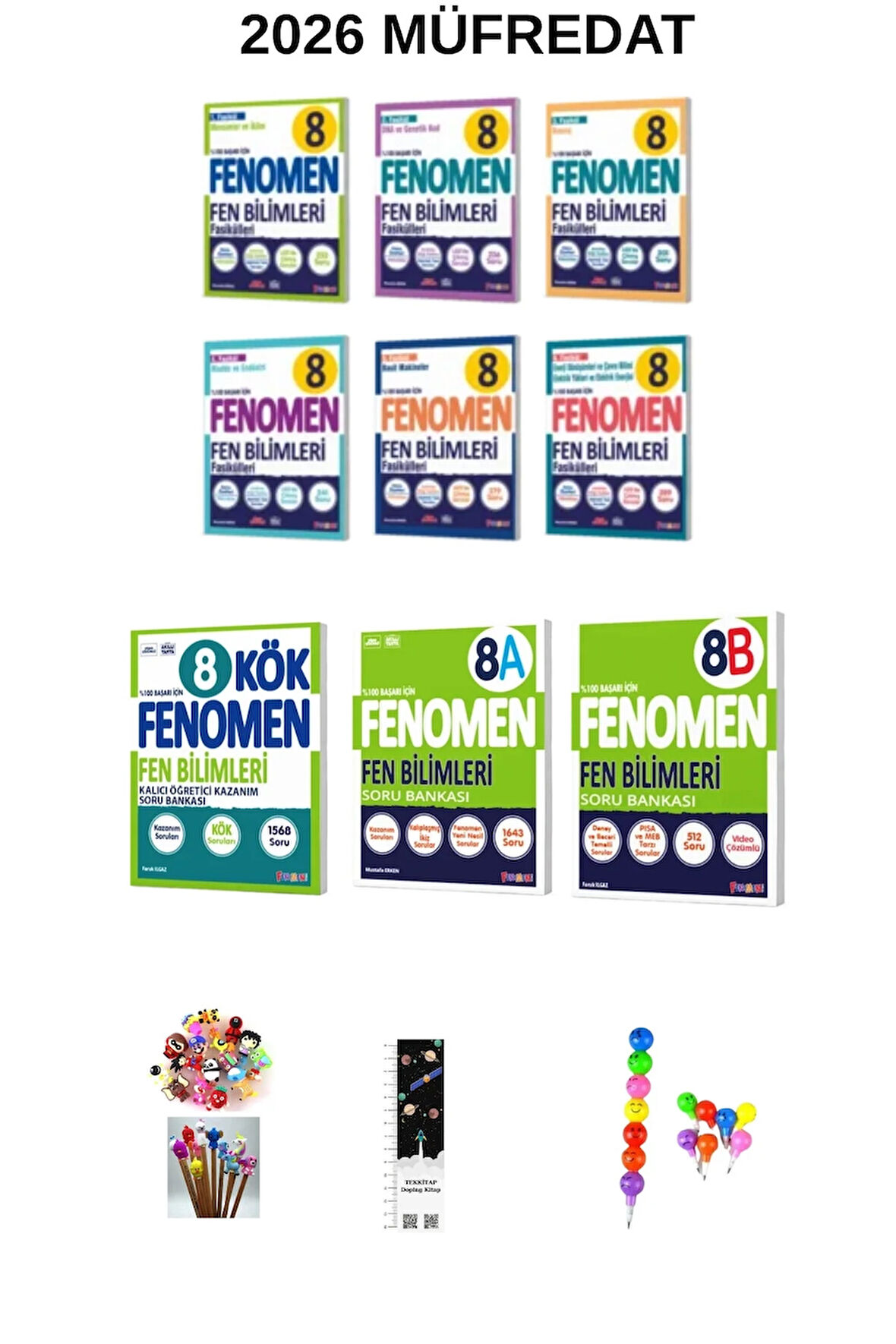 Fenomen 8. Sınıf FEN BİLİMLERİ FASİKÜL +(KÖK+A +B) SB. SETİ 9 KİTAP (UZAY A+EMOJİ K+KALEM B)2026