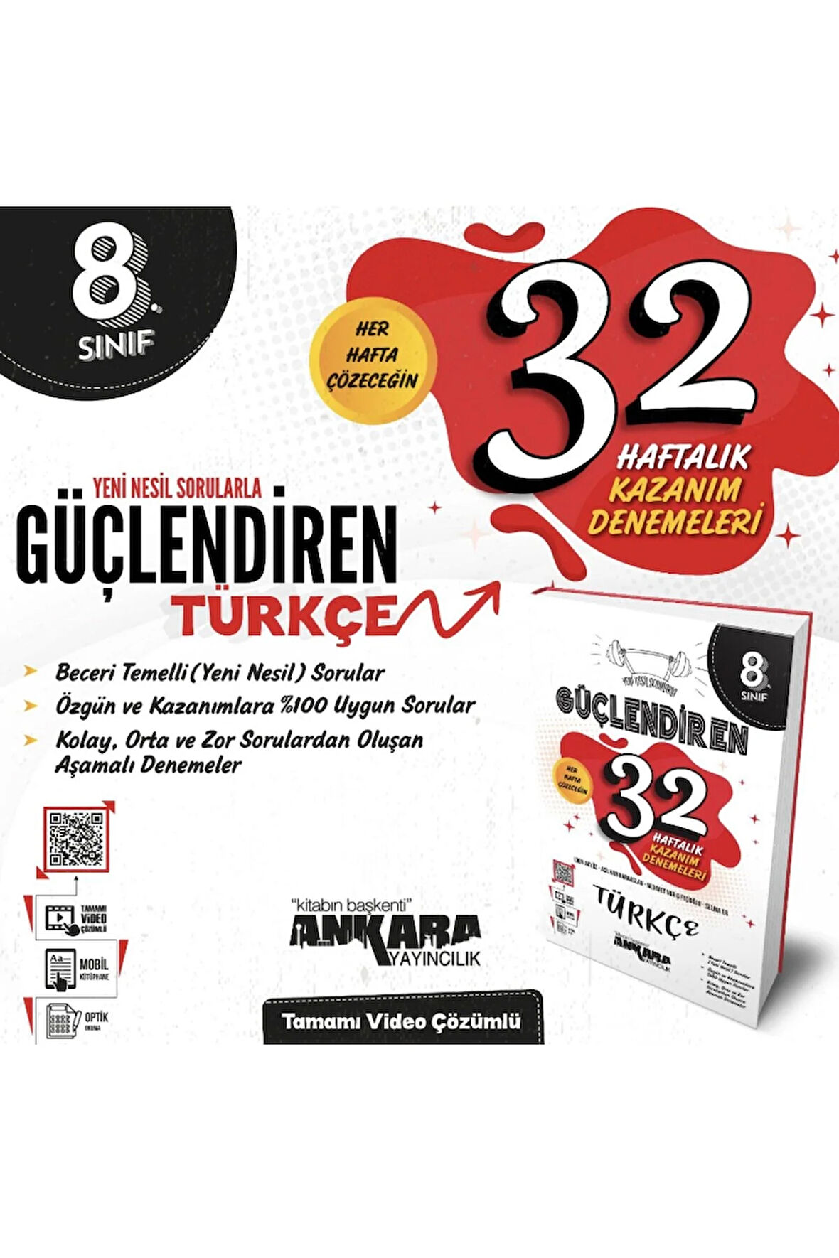 8. Sınıf Güçlendiren Türkçe 32 Haftalık Kazanım Denemesi (yeni Baskı)