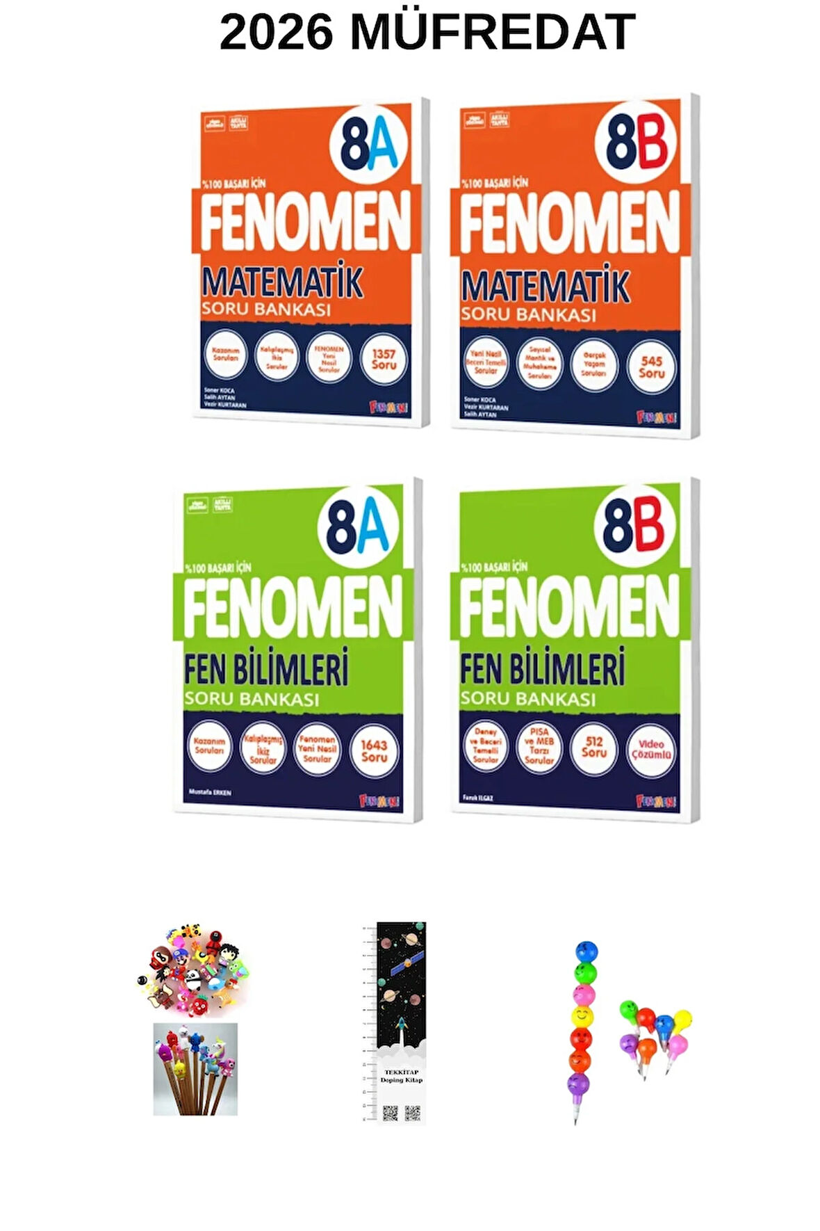 Fenomen 8. Sınıf Matematik -Fen Bilimleri (A +B) SB. SETİ 4 KİTAP (UZAY A+EMOJİ K+KALEM B)2026
