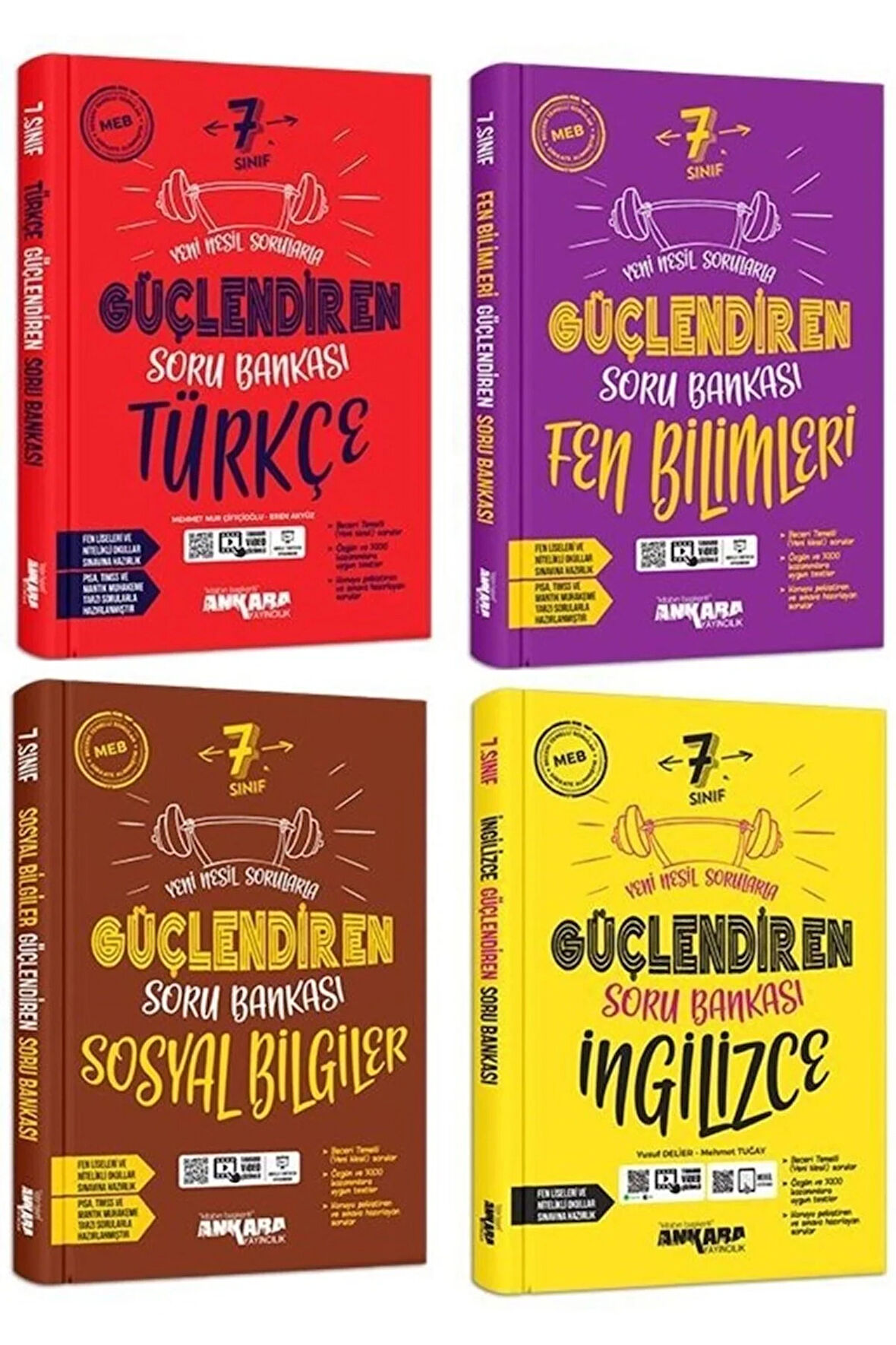Ankara 7. Sınıf Sosyal + Türkçe + Fen + Ingilizce Soru Seti 4 Kitap 2023
