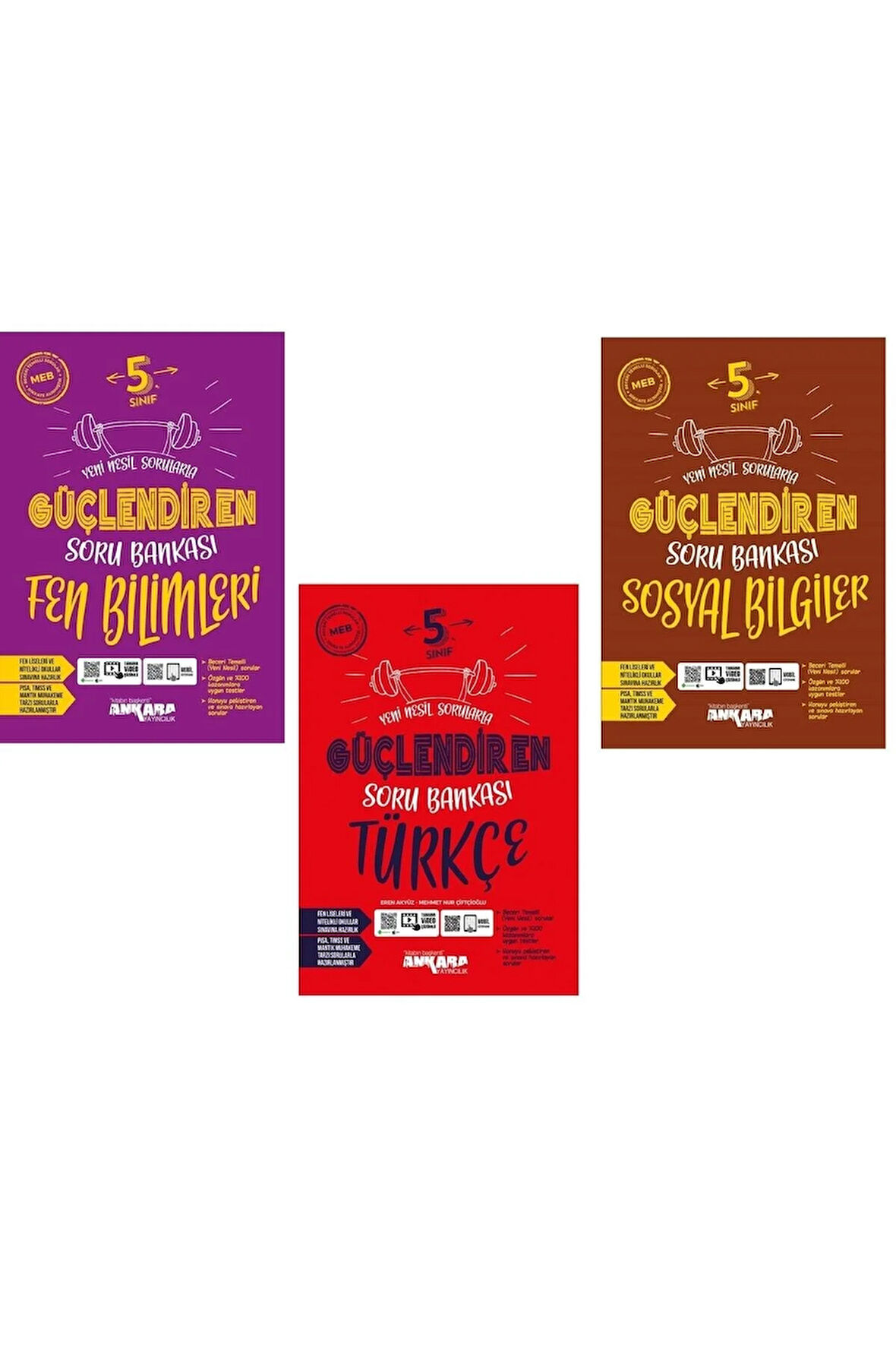 Ankara 5. Sınıf Türkçe + Fen + Sosyal Güçlendiren Soru Seti 3 Kitap 2023