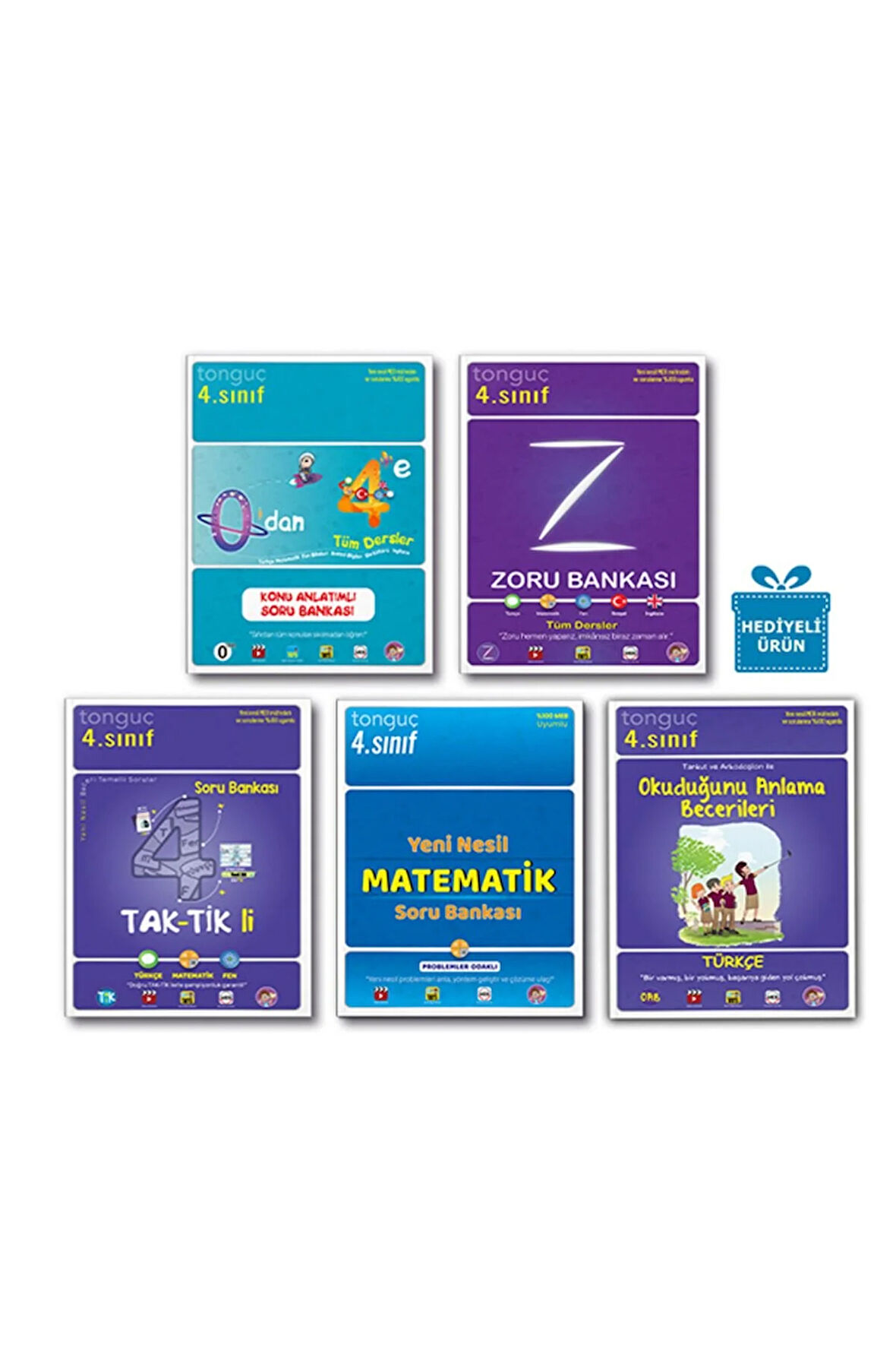 Tonguç 4. Sınıf Konu Anlatımlı Zoru Bankası Taktikli Full Set 5 Kitap