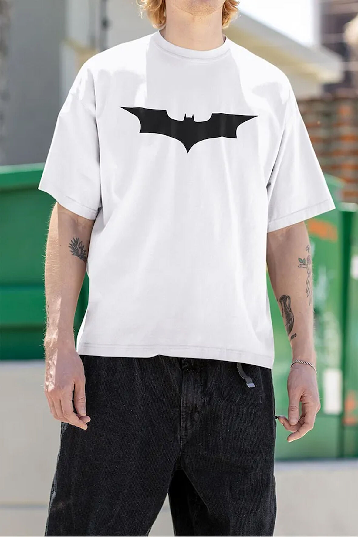 Batman Logo Baskılı Unisex Oversize Tişört