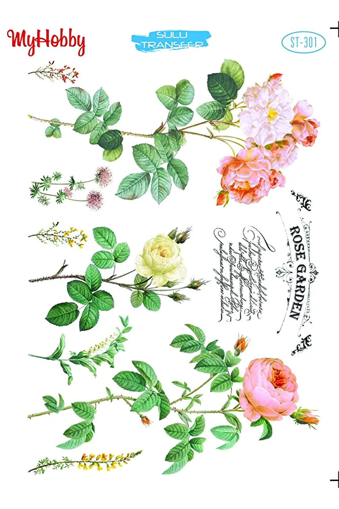 ST 301 Çiçek Desenli Sulu Transfer 25*35 cm