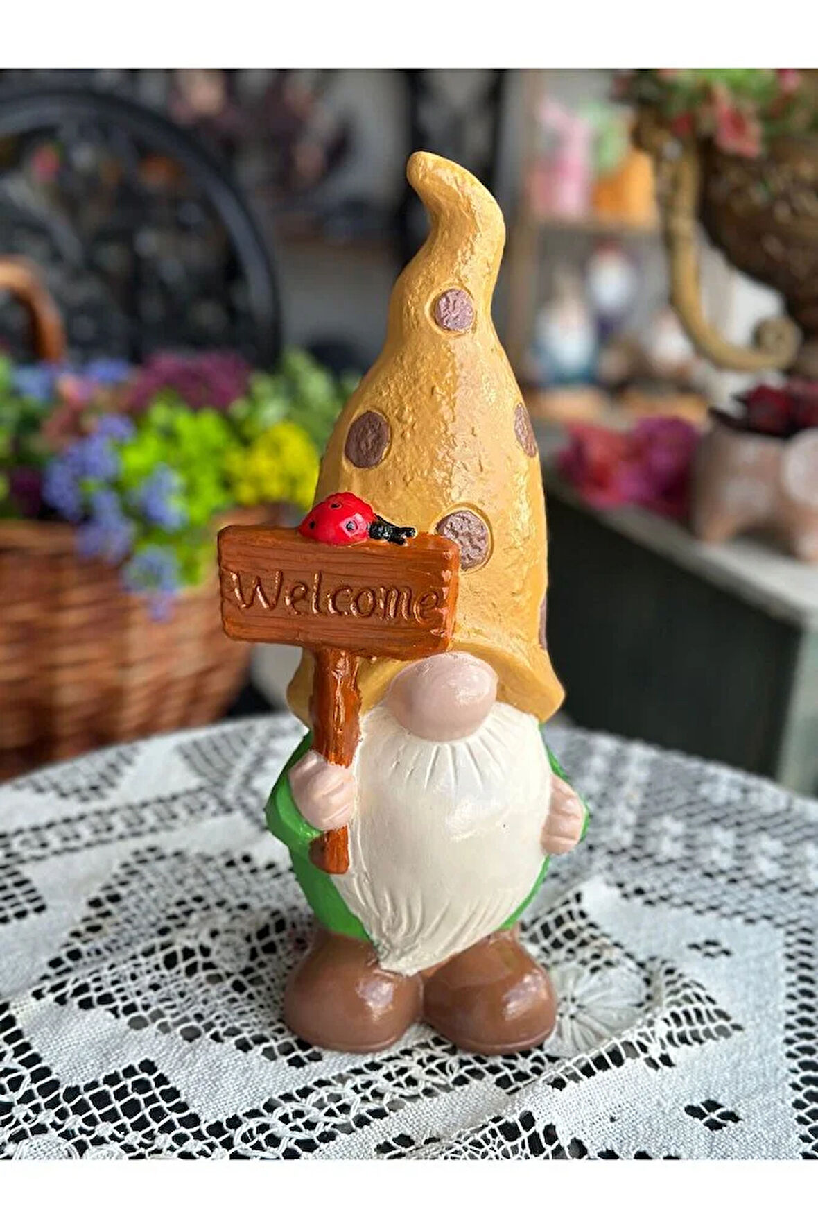 Welcome Cücesi, Gnome Cüce, Bahçe, Kapı, Teras Dekor, Hediye Alternatifi