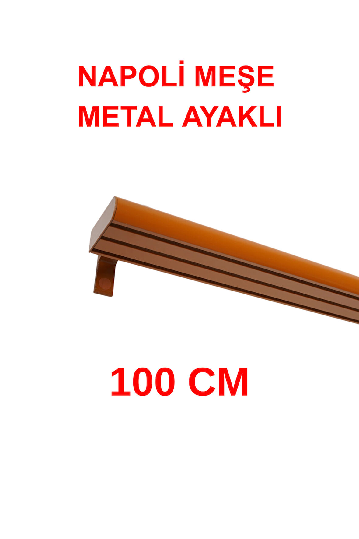 Napoli Metal Başlıklı Üçlü Dekoratif Ray Korniş Modern Rustik Meşe 100 cm