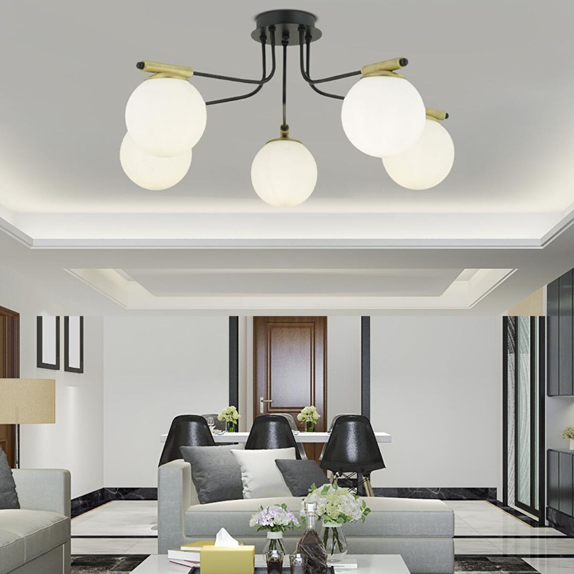 Norte 5'Li Eskitme Modern Genç Odası Mutfak Salon Avize
