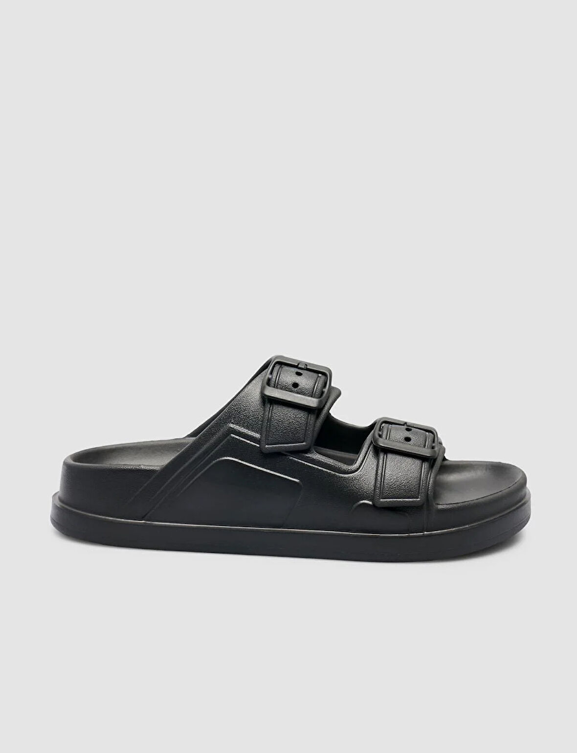 Cabani Capri Premium Çift Tokalı Siyah Eva Kadın Terlik