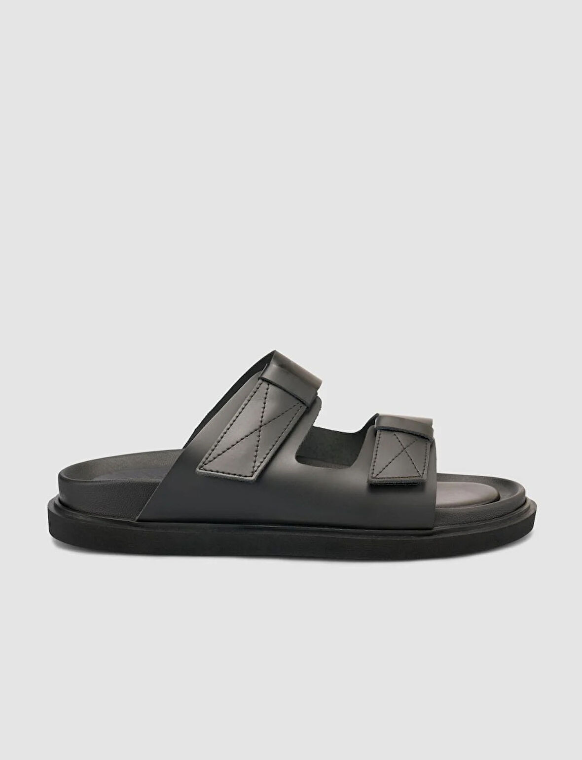 %100 Hakiki Deri Cırt Cırtlı Siyah Erkek Terlik