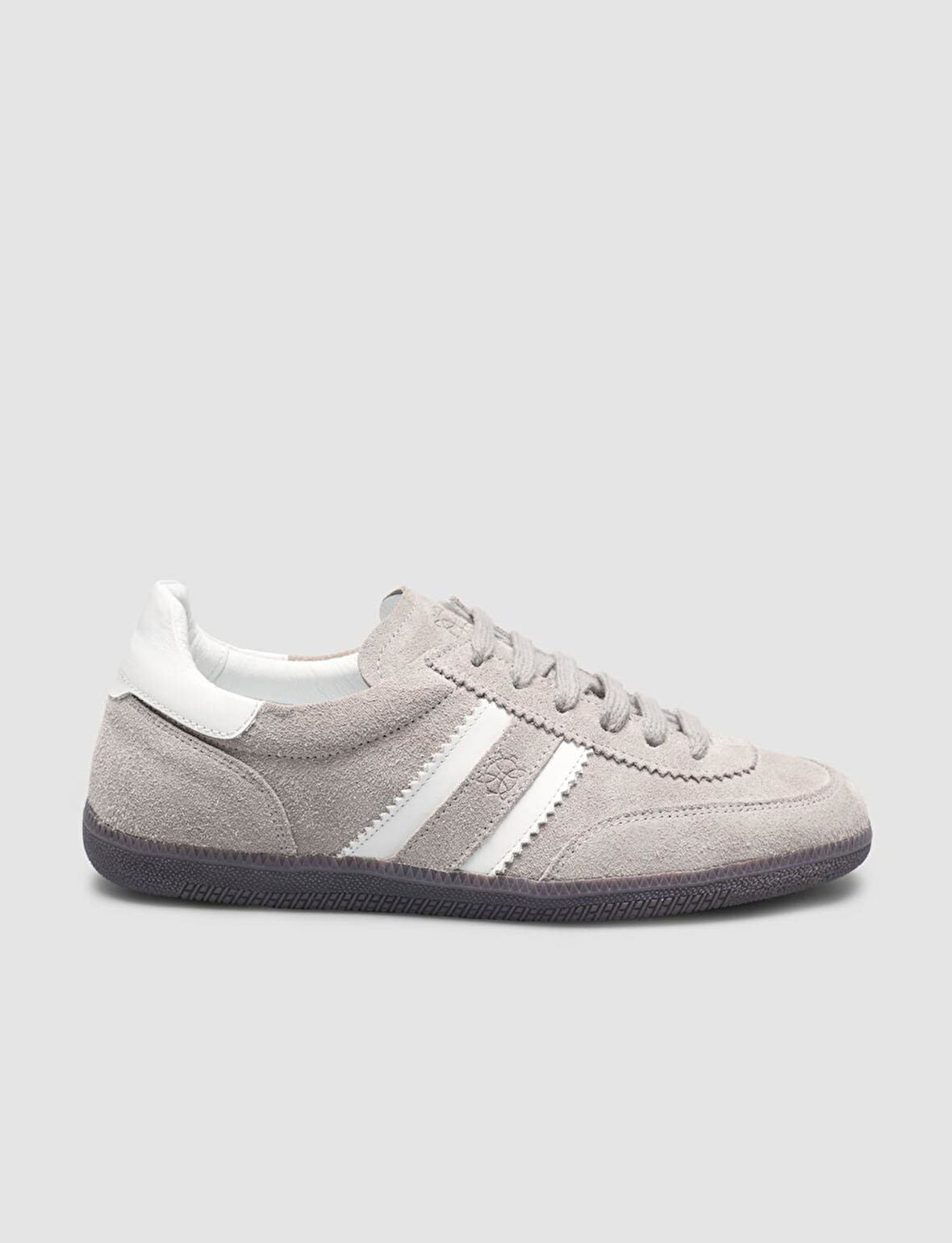 %100 Hakiki Deri Gri Bağcıklı Kadın Sneaker