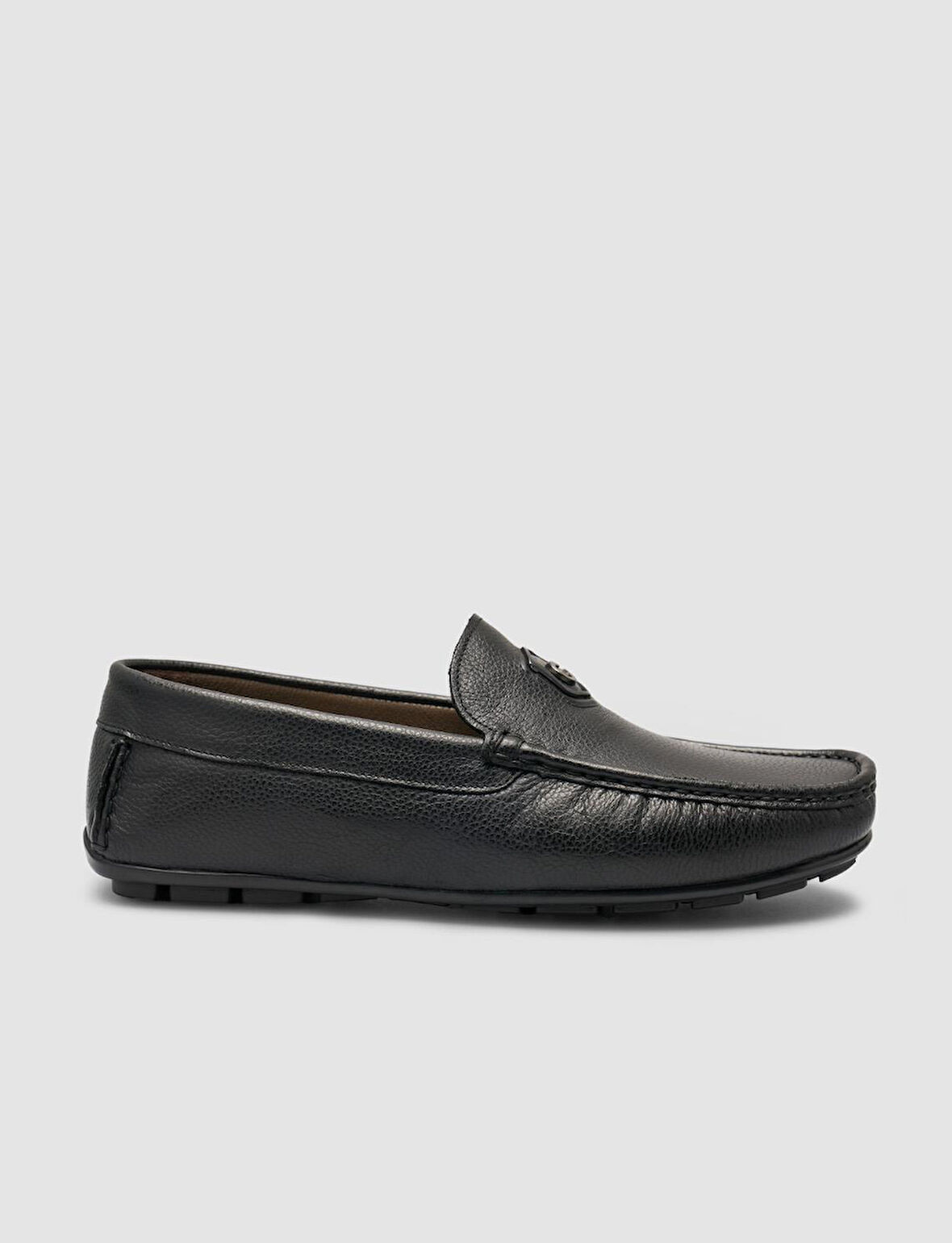 Cabani %100 Hakiki Deri Siyah Logo Detaylı Erkek Loafer Ayakkabı