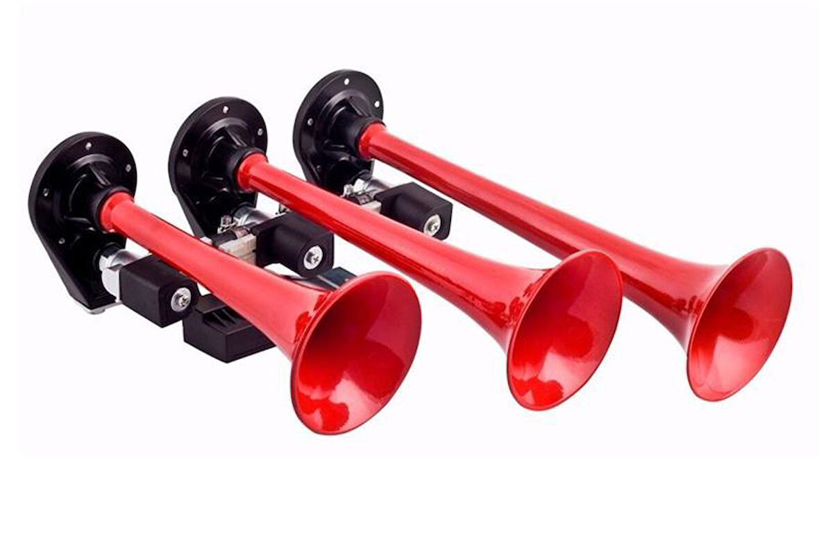 24V ÜÇLÜ DALİ DALİ KORNA PLASTİK KIRMIZI BORULU