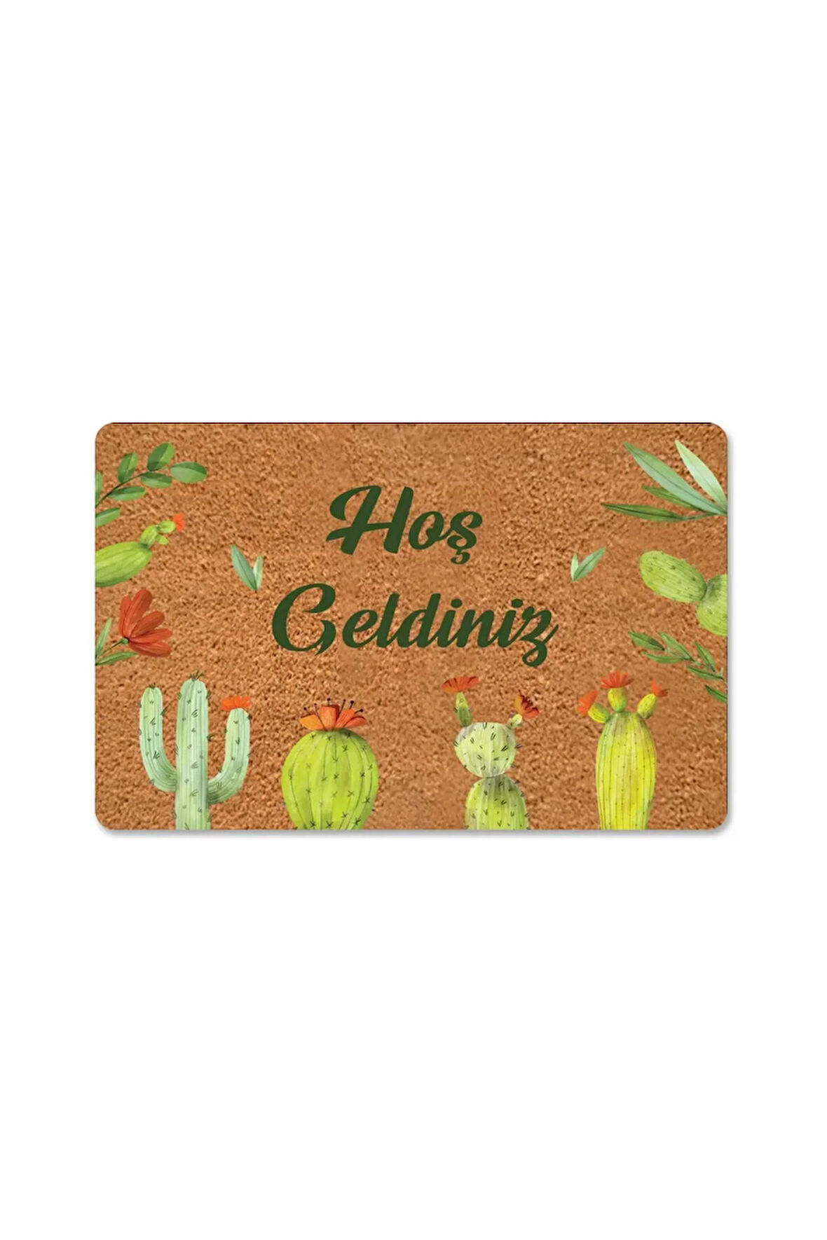 Renkli Kaktüsler Temalı Coco Görünümlü Dekoratif Kapı Önü ve Iç Mekan Paspası