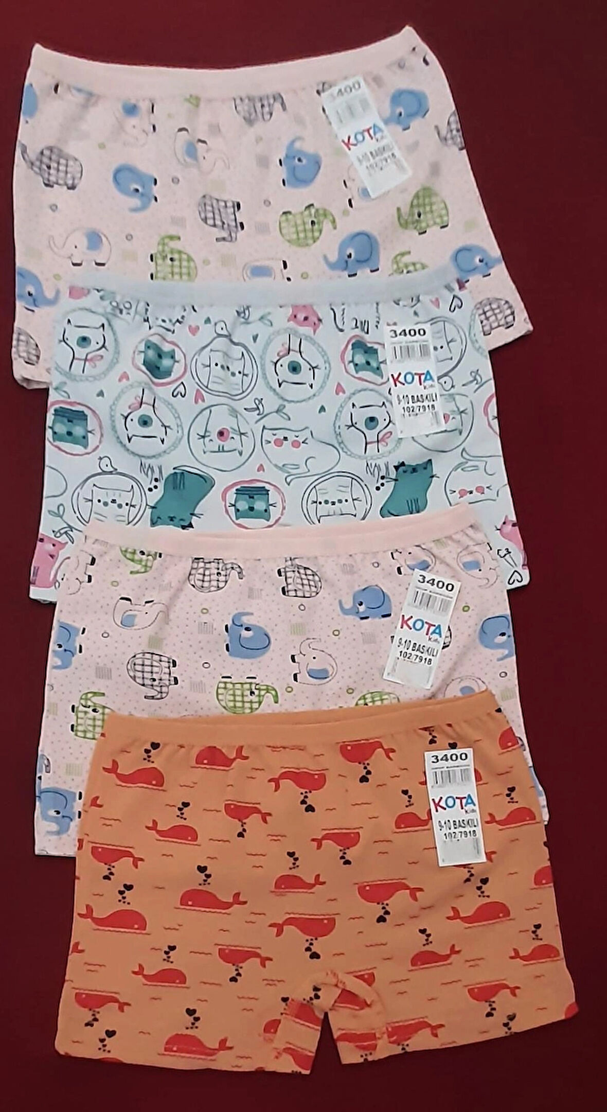 Kız Çocuk Boxer 4'lü Paket