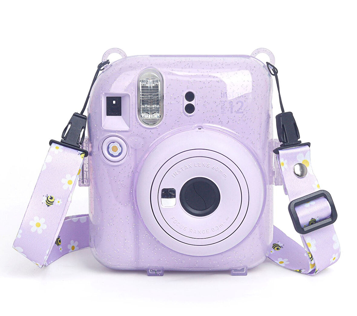 Fujifilm Instax Mini 12 10 Filmli Kıskaçlı Stand-PVC Albüm ve Simli Pleksi Kılıflı Lila Fotoğraf Mak
