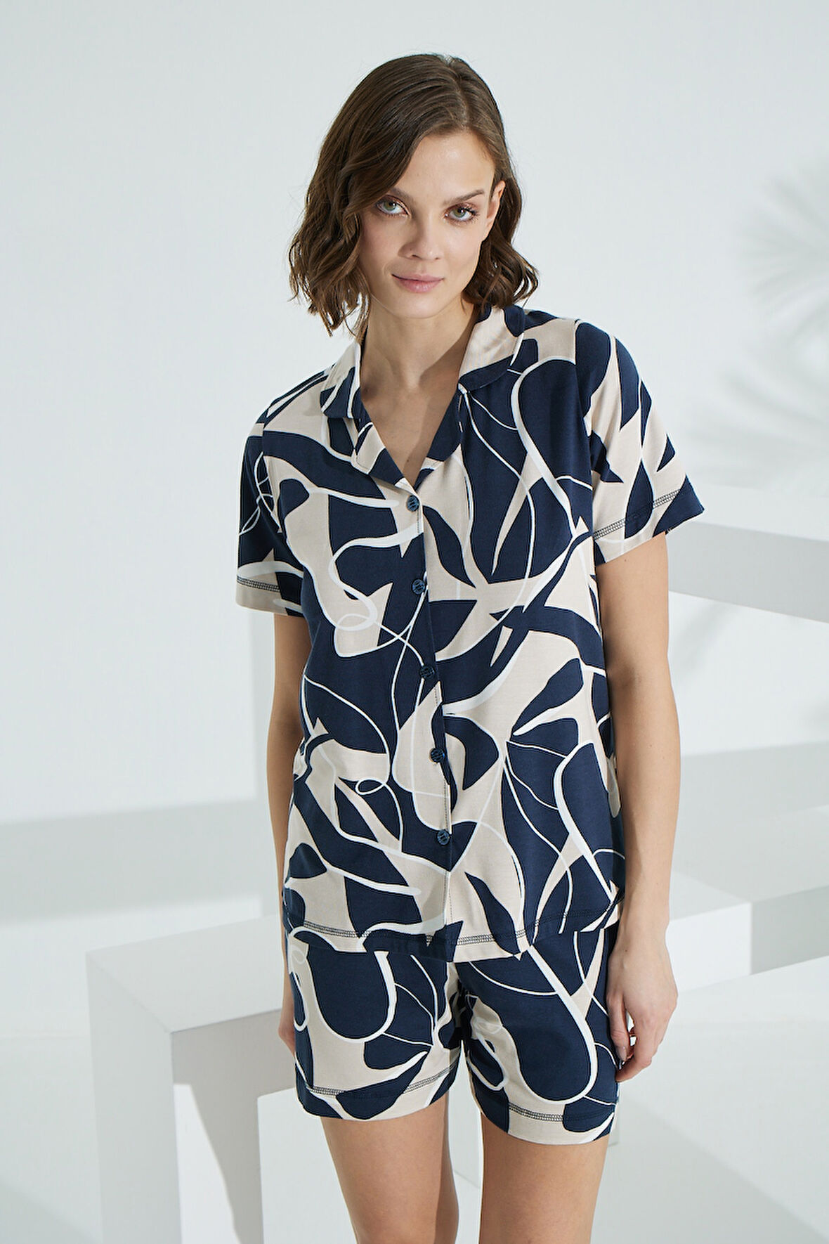 Bambu Kısa Kollu Yazlık Kadın Şort Takım 70005