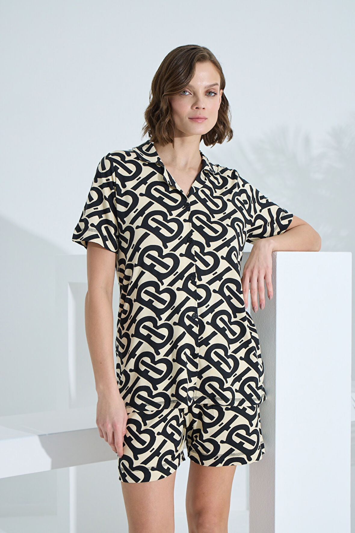 Bambu Kısa Kollu Yazlık Kadın Şort Takım 70002