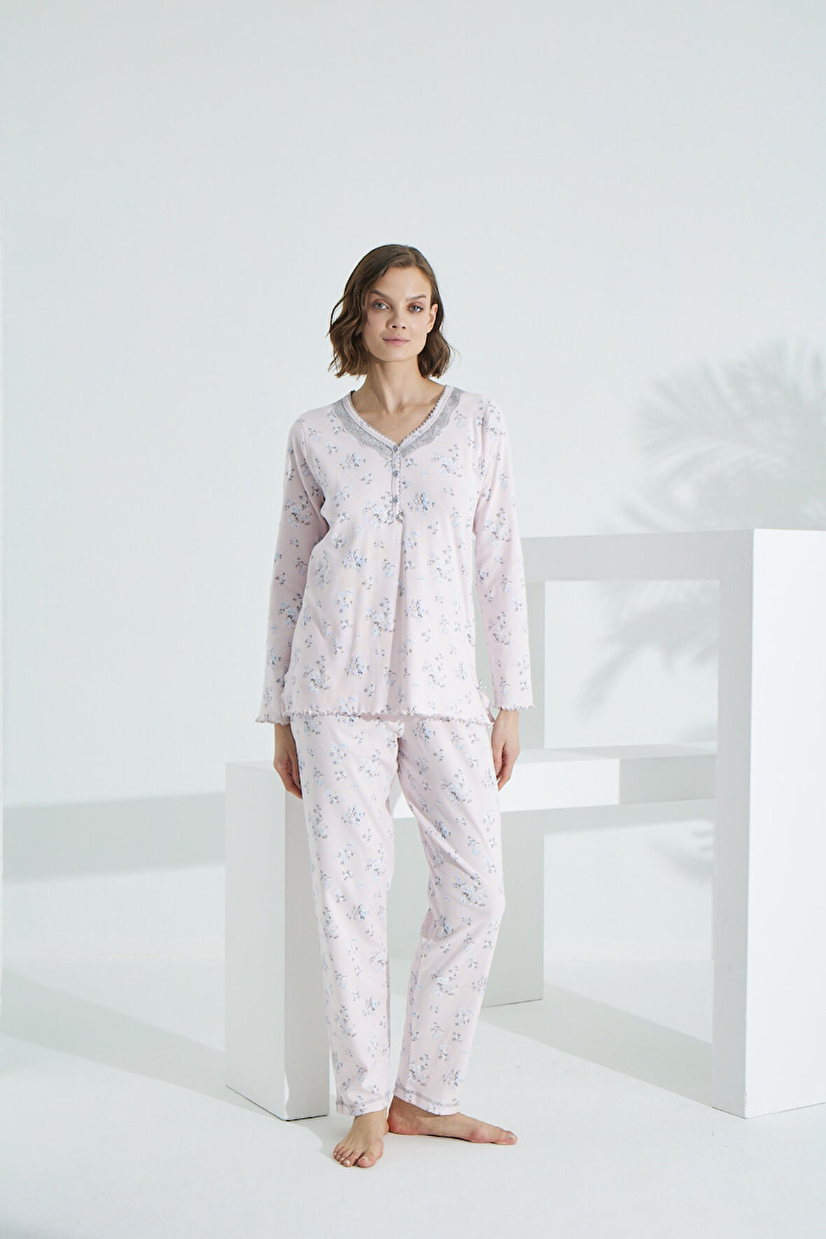 Angelique %100 Pamuk Uzun Kol Kadın Pijama Takımı 21504