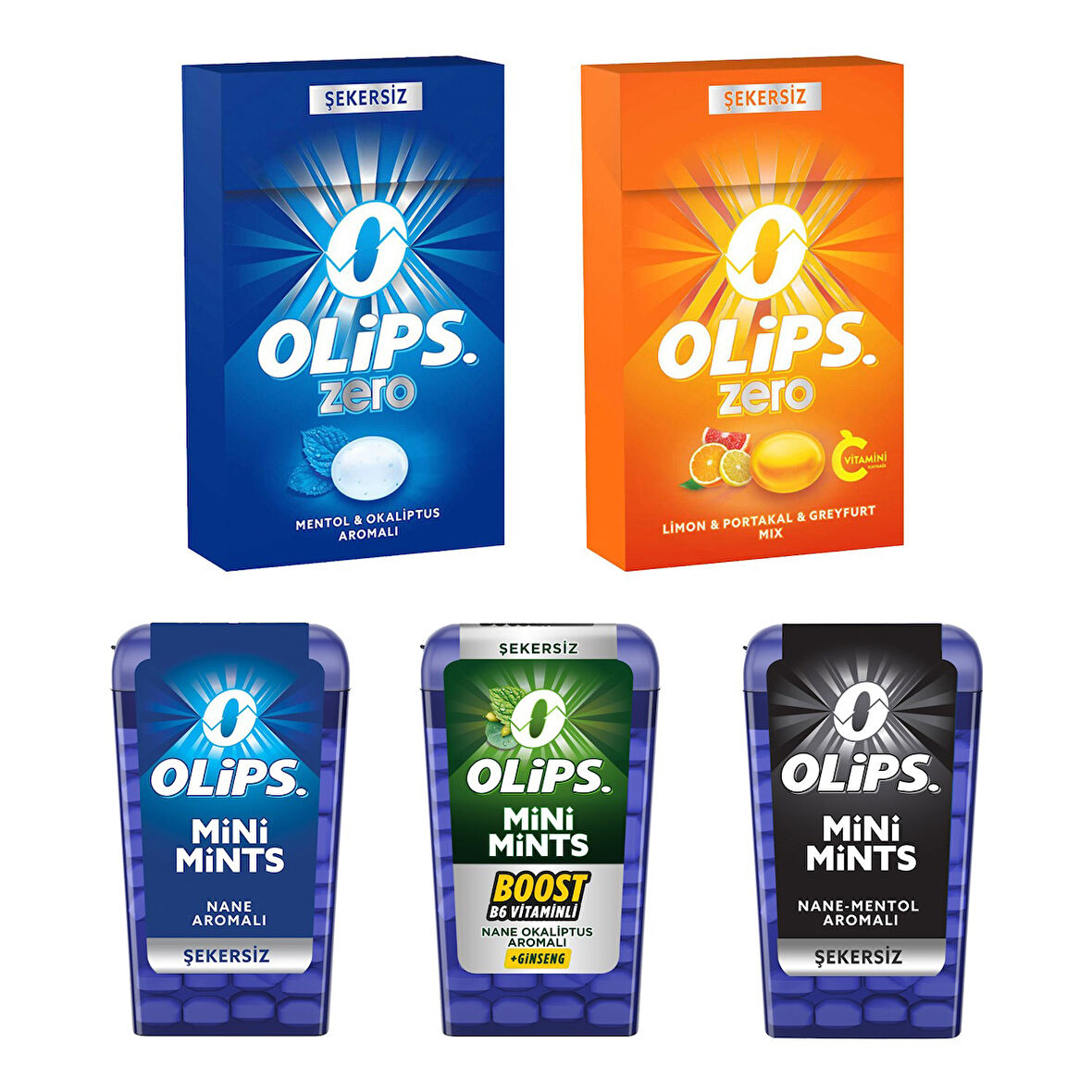 Olips Zero & Mini Mints Şekersiz 5 li Karma Paket