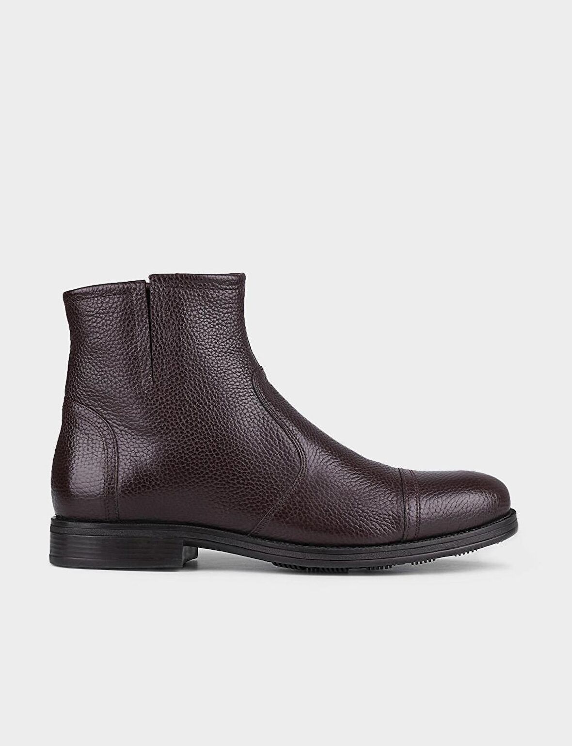 Fermuarlı Hakiki Deri Kahverengi Erkek Günlük Bot