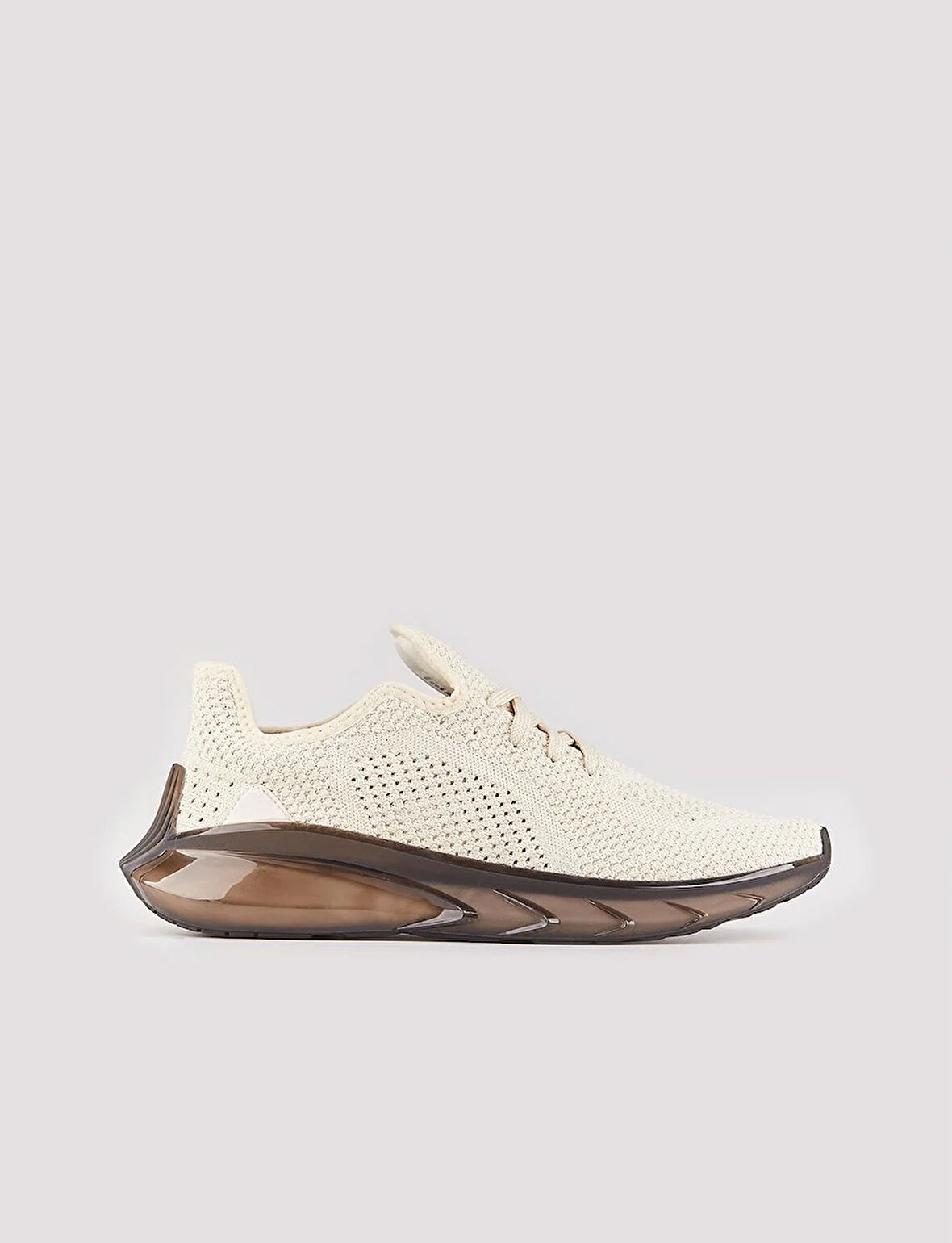 Erkek Triko Bej Bağcıklı Hazır Tabanlı Spor Ayakkabı