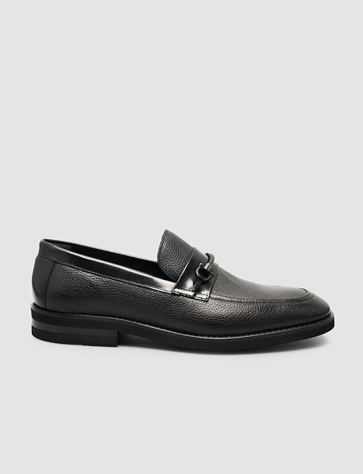 %100 Hakiki Deri Siyah Toka Detaylı Erkek Loafer