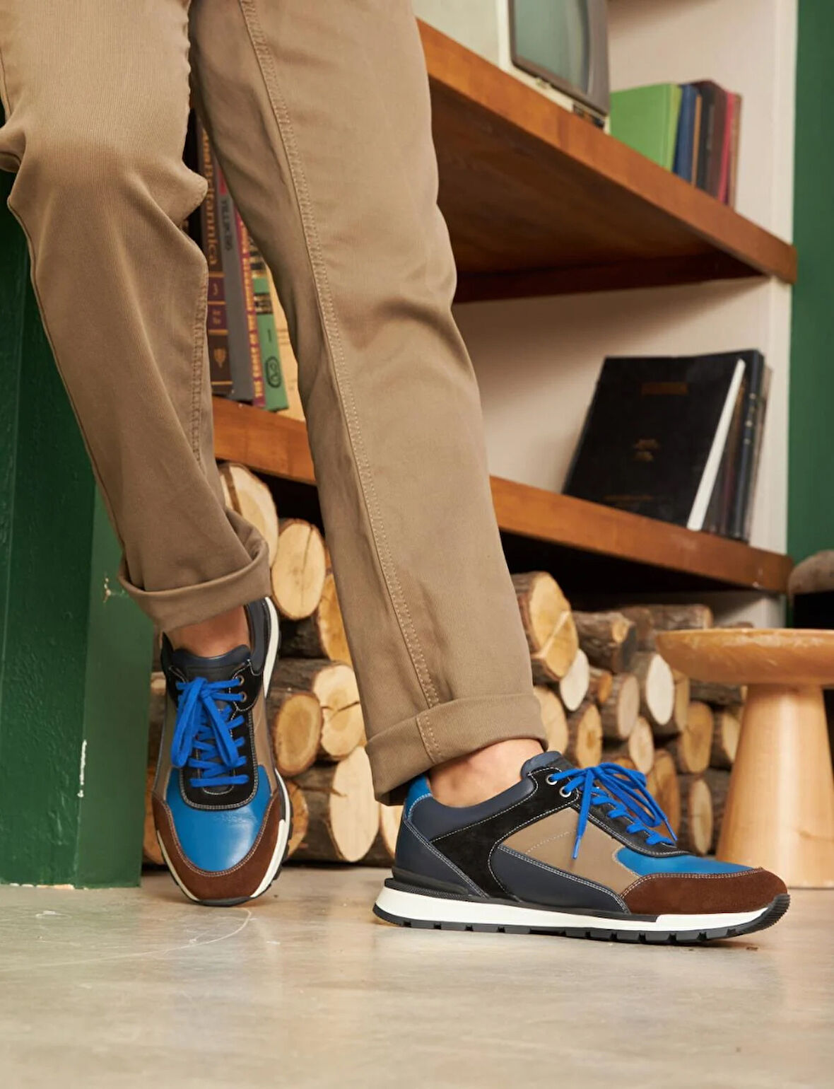 Light Termo Tabanlı Hakiki Deri Lacivert Bağcıklı Erkek Spor Ayakkabı