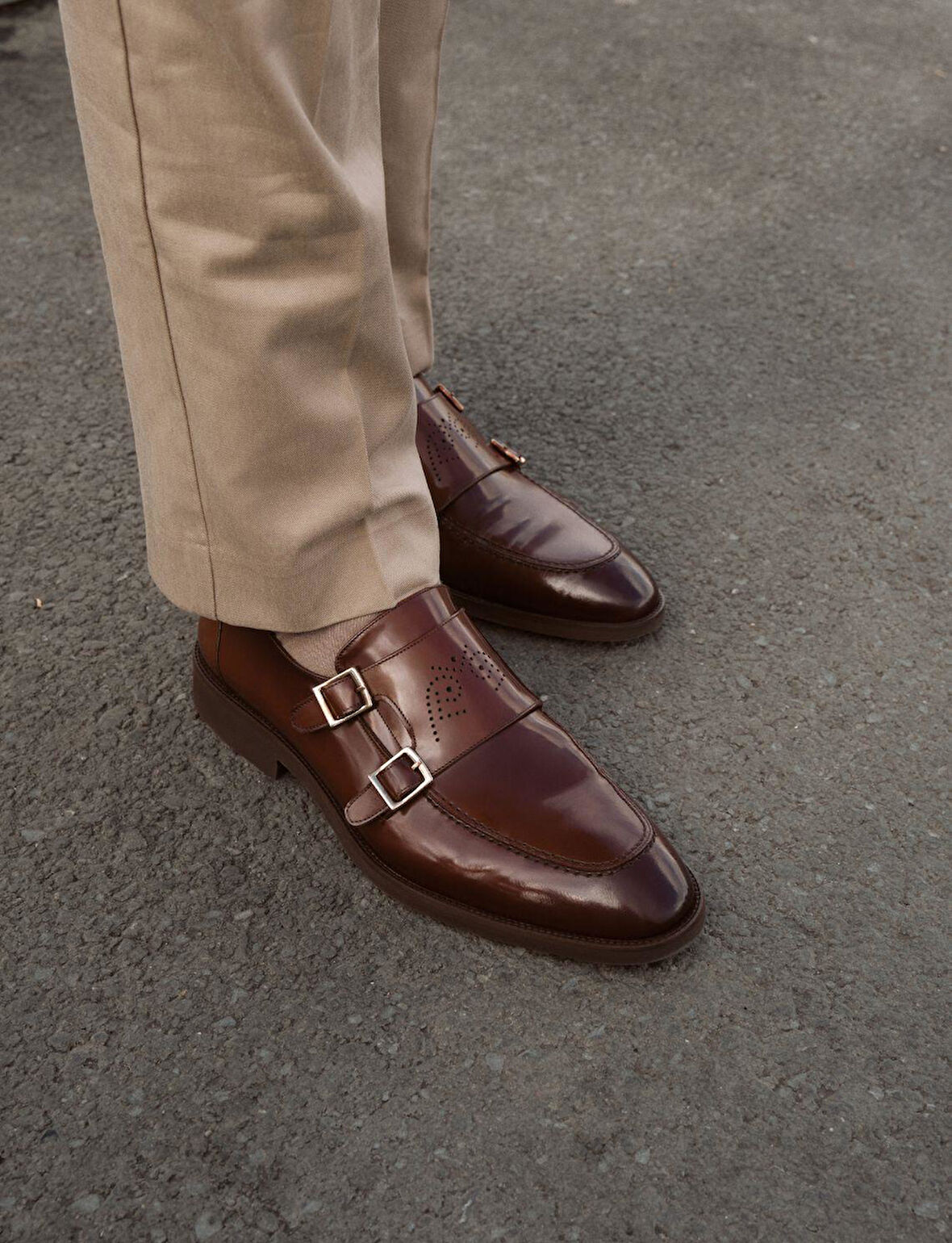 Hakiki Deri Taba Açma Çift Tokalı Erkek Klasik Ayakkabı