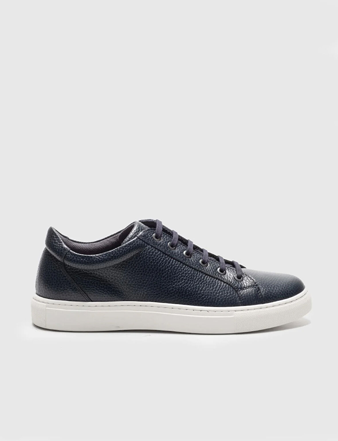 Hakiki Deri Lacivert Bağcıklı Erkek Sneaker Ayakkabı