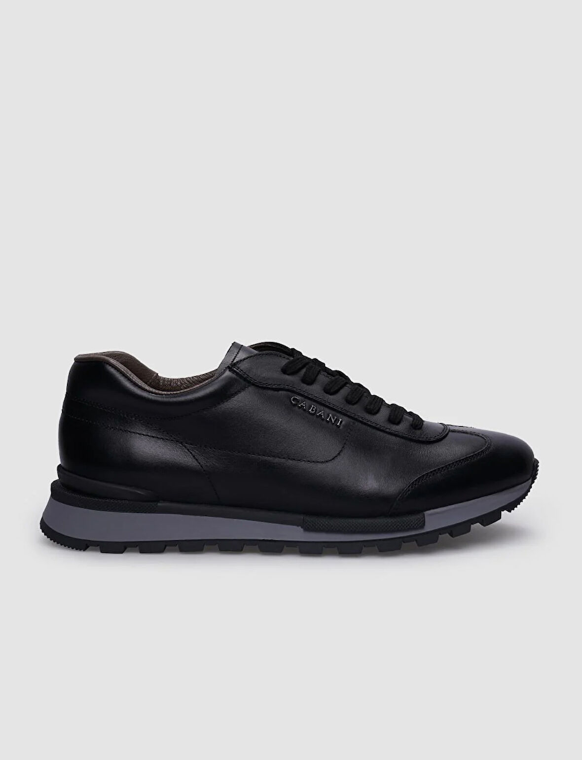 %100 Hakiki Deri Siyah Bağcıklı Erkek Sneaker