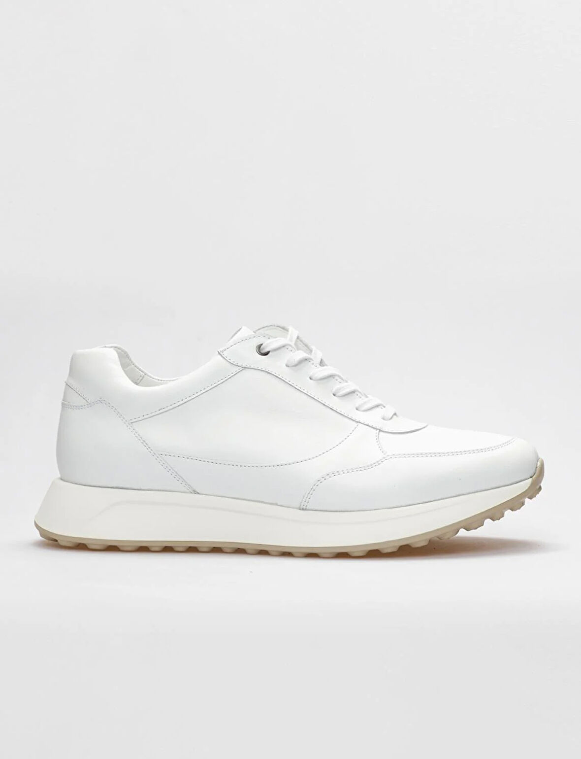 Hakiki Deri Beyaz Bağcıklı Erkek Spor Ayakkabı