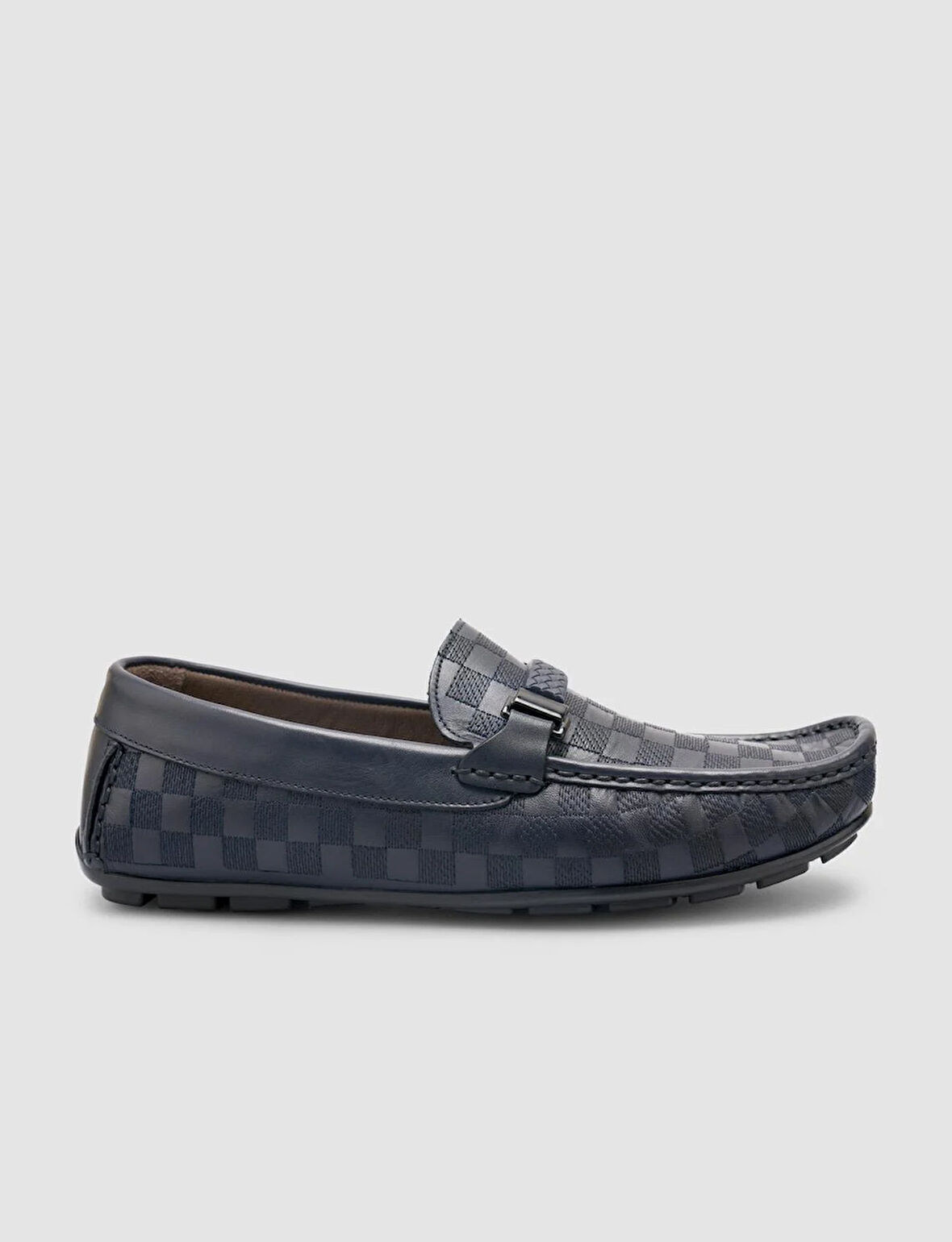 %100 Hakiki Deri Lacivert Toka Detaylı Erkek Loafer