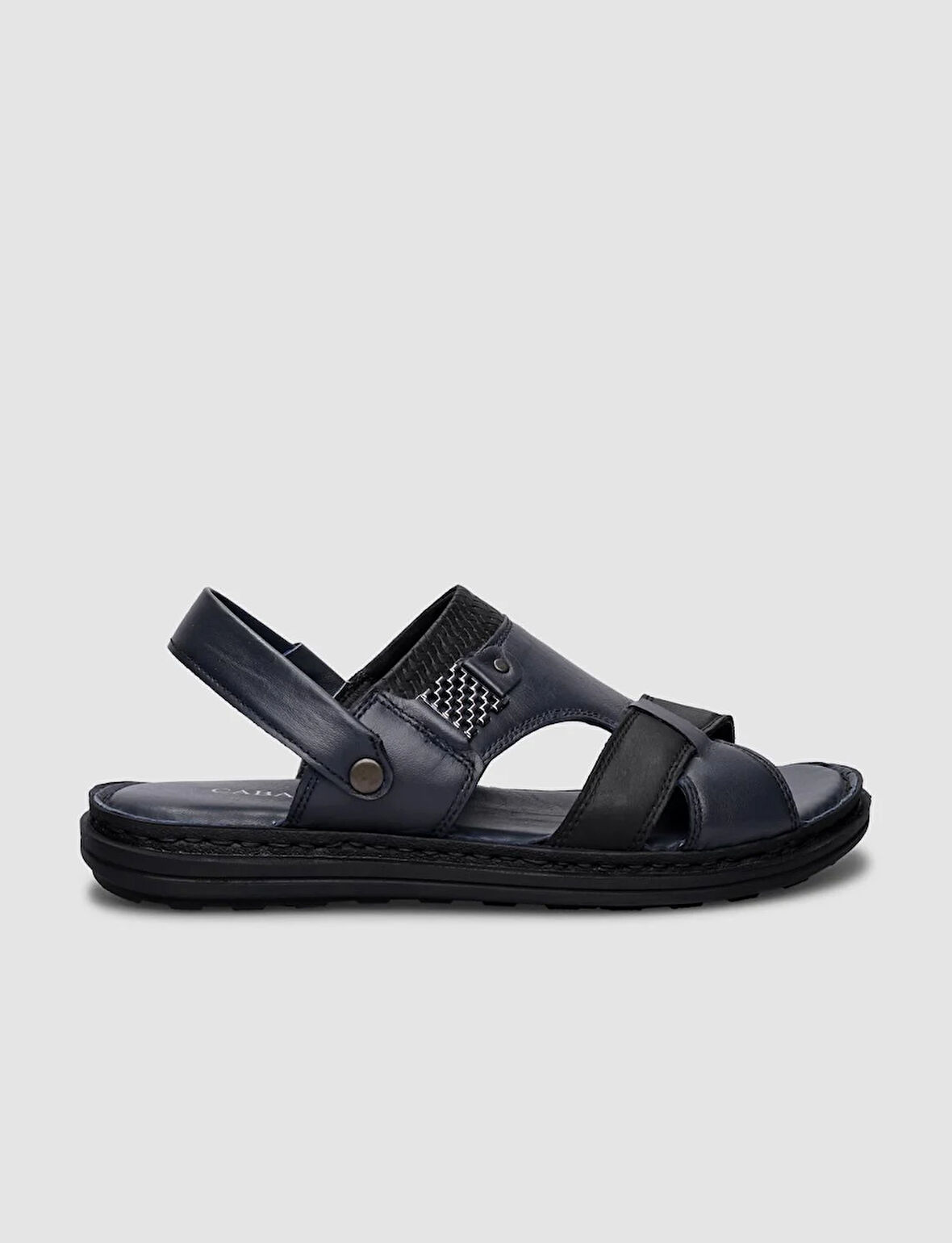 %100 Hakiki Deri Lacivert Erkek Günlük Sandalet