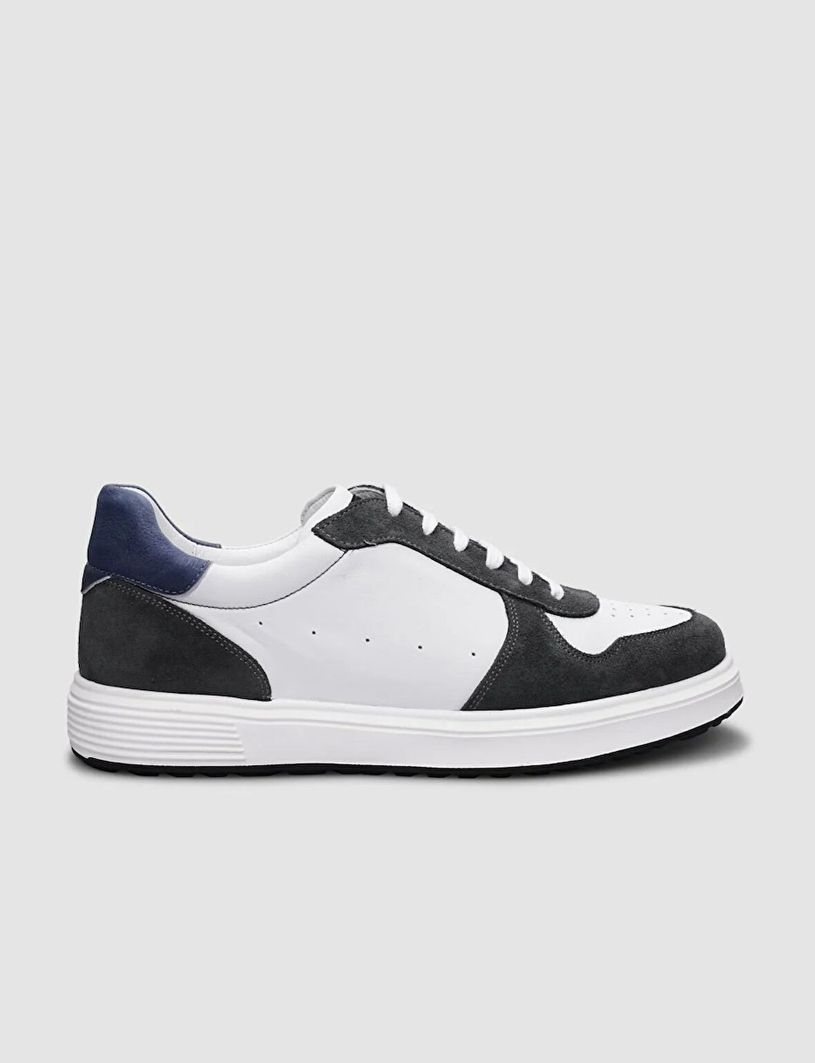 %100 Hakiki Deri Beyaz-Gri Süet Erkek Bağcıklı Ayakkabı