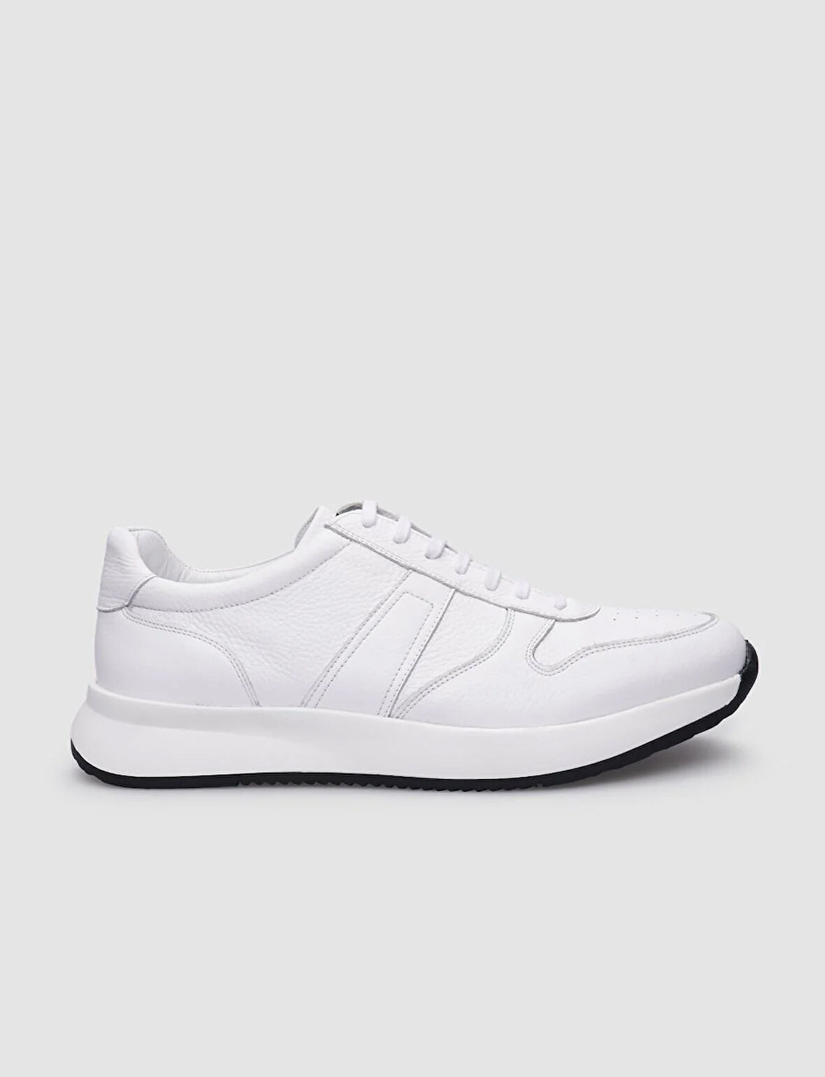 %100 Hakiki Deri Beyaz Bağcıklı Erkek Sneaker