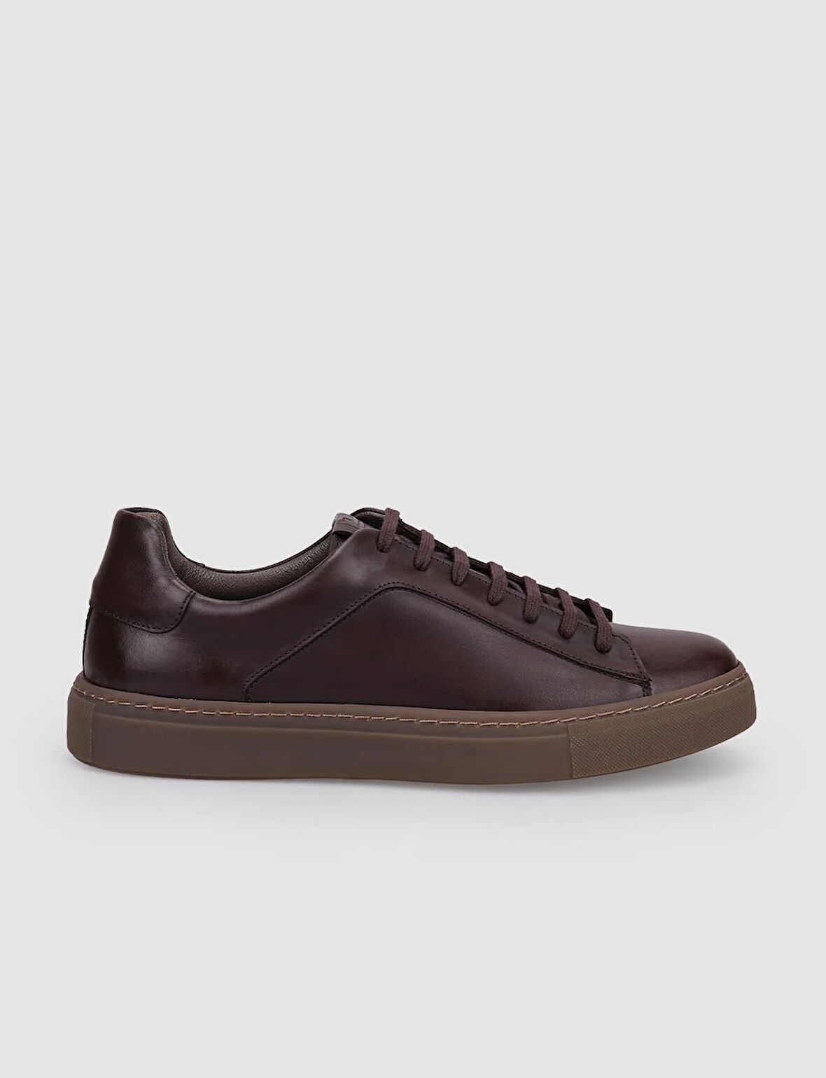 %100 Hakiki Deri Kahverengi Bağcıklı Erkek Sneaker