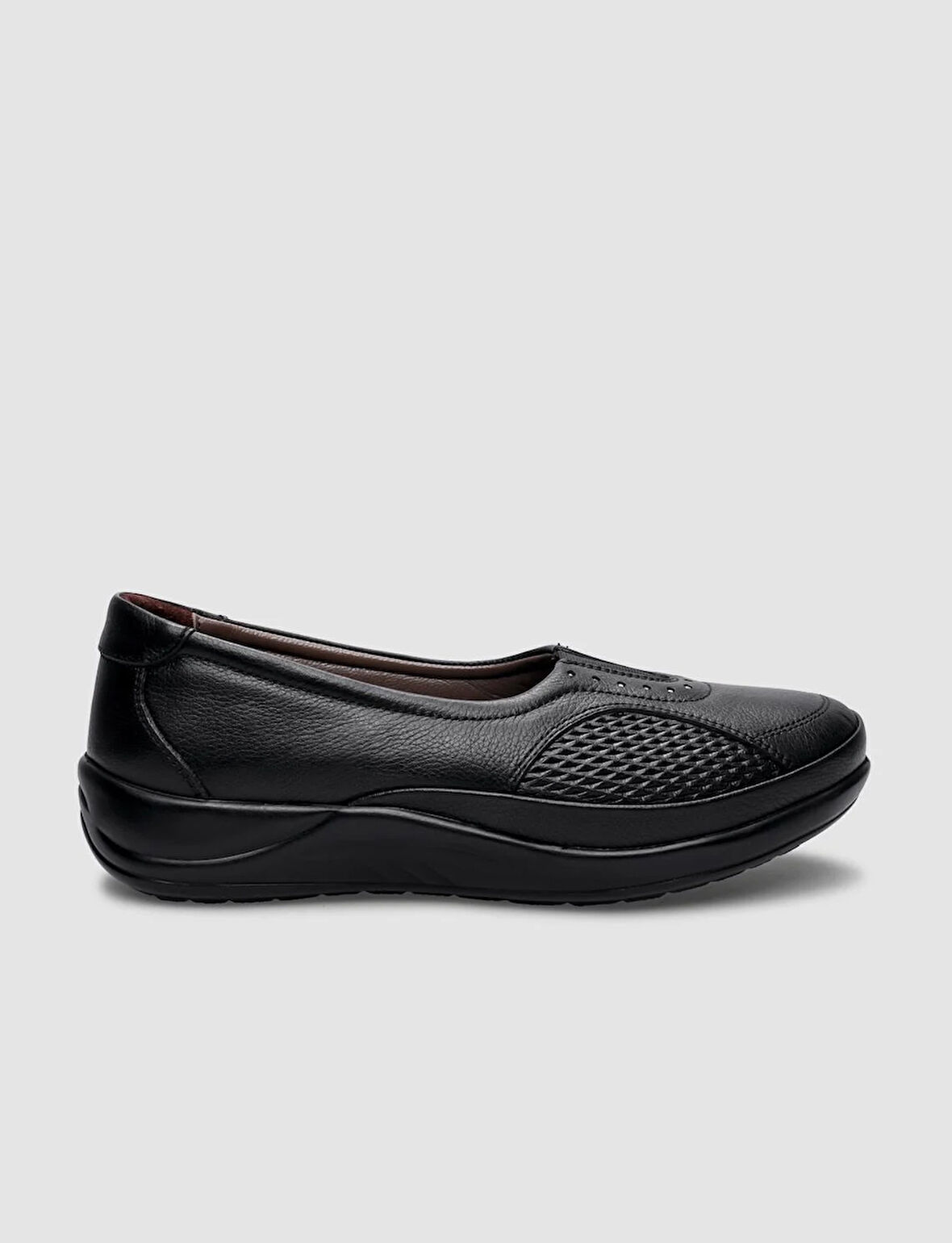 %100 Hakiki Deri Siyah Kadın Comfort Ayakkabı