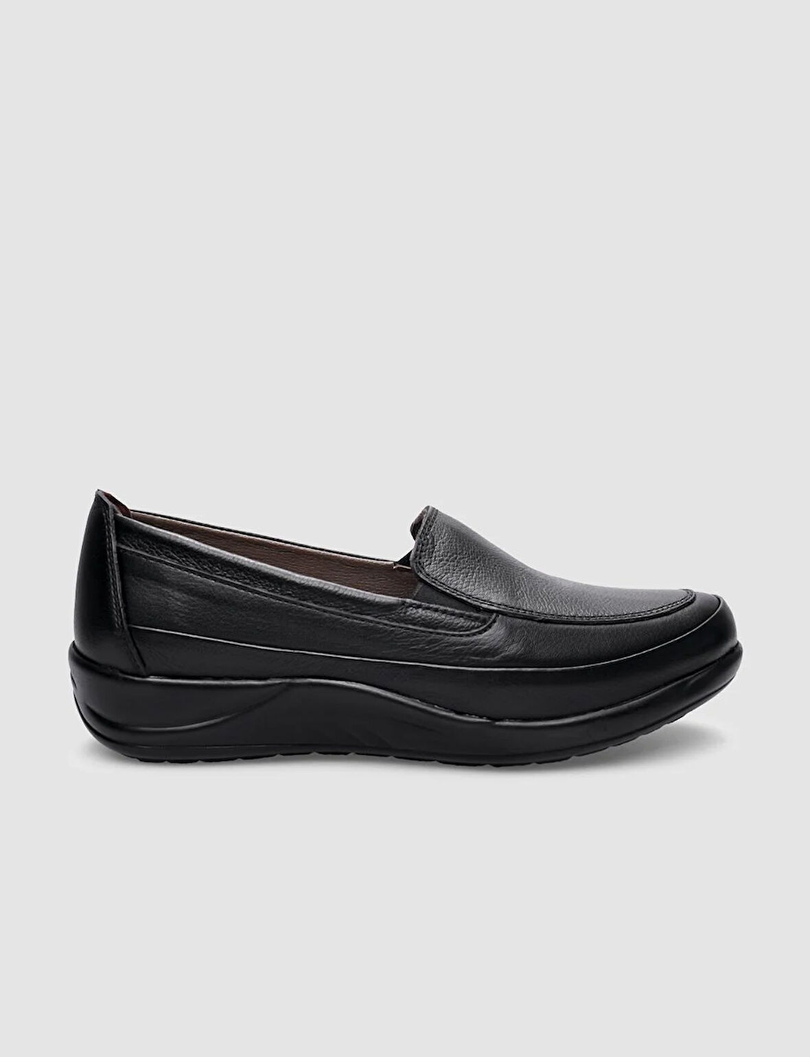 %100 Hakiki Deri Siyah Kadın Comfort Ayakkabı
