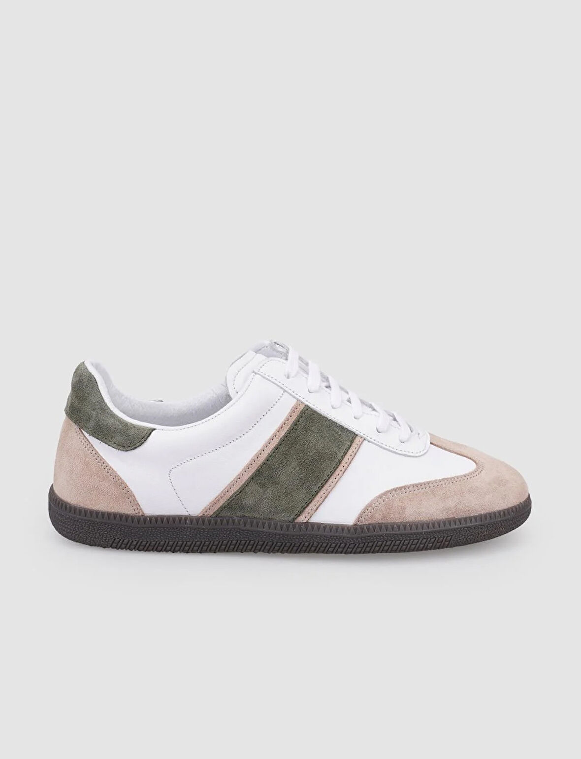 %100 Hakiki Deri Beyaz Bağcıklı Kadın Sneaker