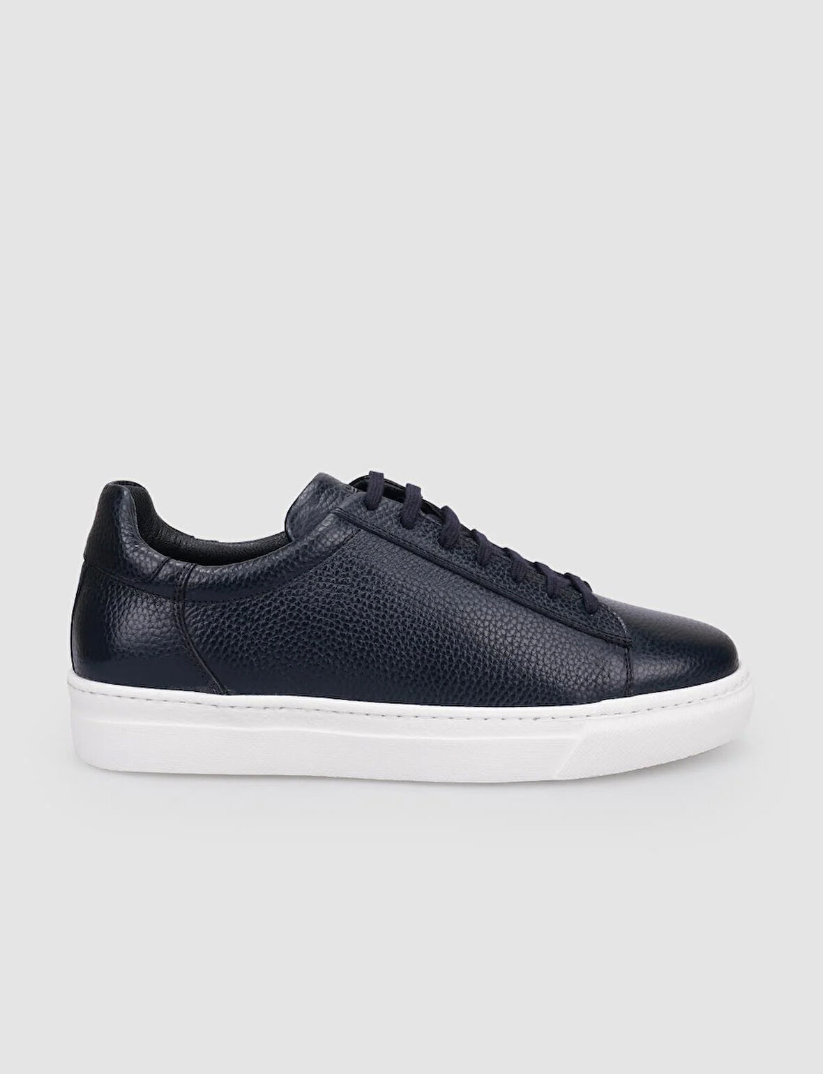 %100 Hakiki Deri Lacivert Bağcıklı Erkek Spor Ayakkabı