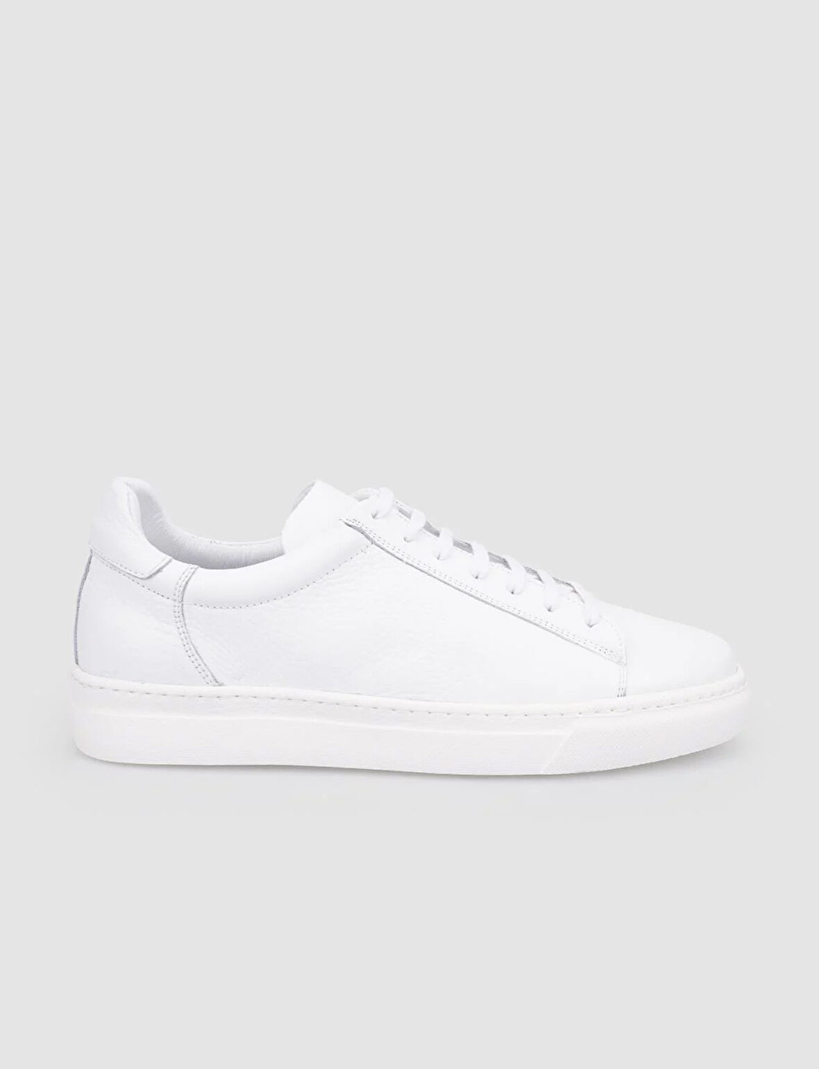 %100 Hakiki Deri Beyaz Bağcıklı Erkek Spor Ayakkabı