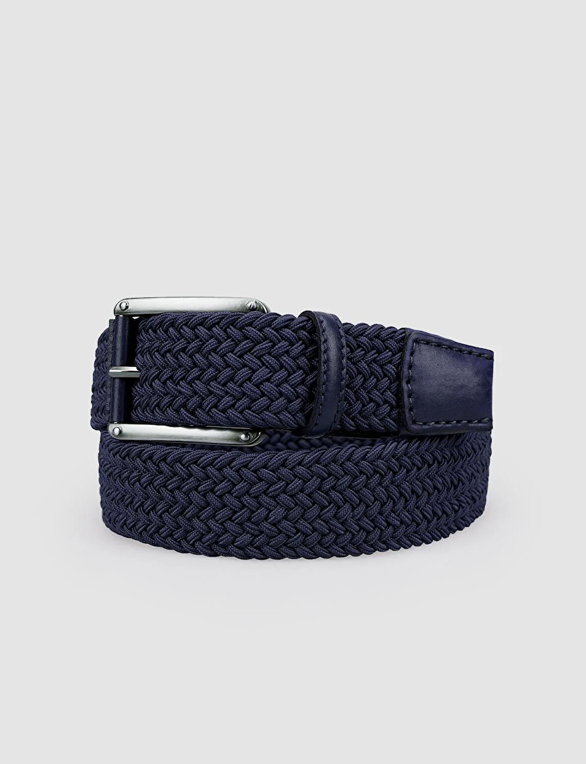 Cabani Triko Lacivert Örgü Detaylı 4 cm Erkek Günlük Kemer