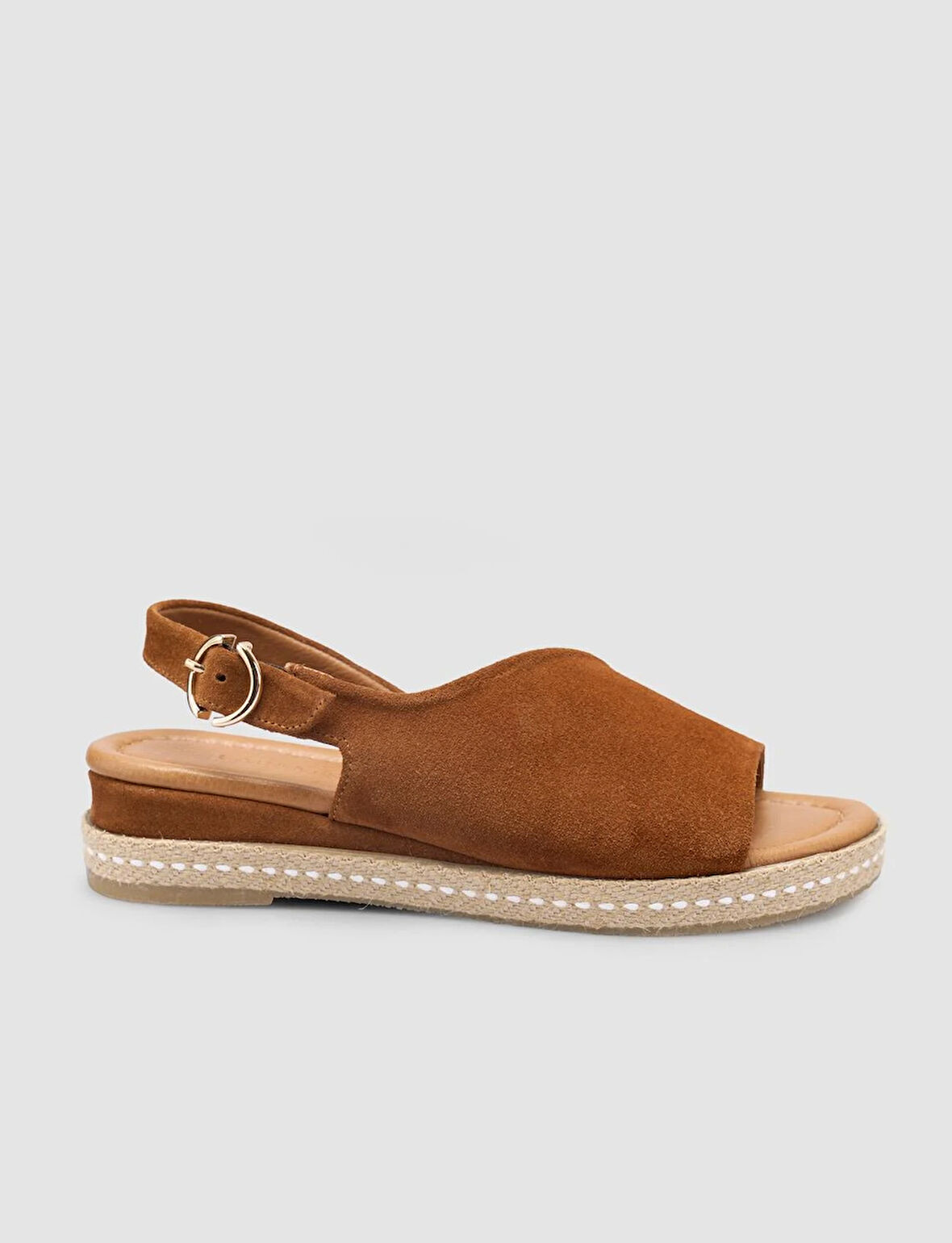 %100 Hakiki Deri Taba Kadın Süet Sandalet