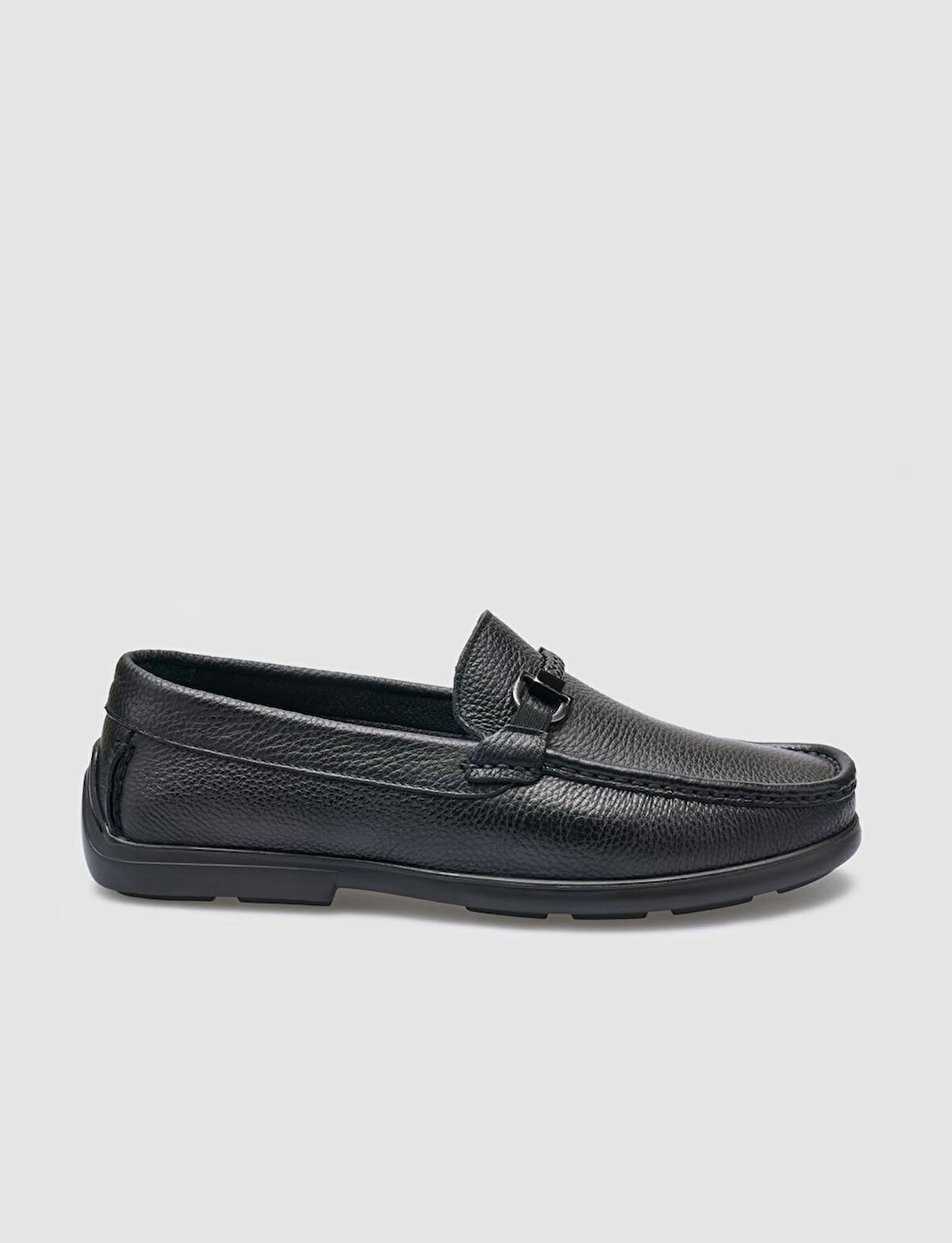 %100 Hakiki Deri Siyah Toka Detaylı Erkek Loafer
